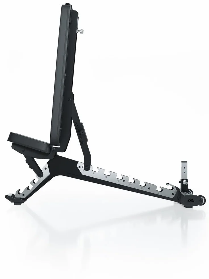 Atletica B10 Regulowana ławeczka do podnoszenia ciężarów, skośna ławeczka o jakości studyjnej, grubość materiału 4 mm, obciążenie 600 kg, regulowana kratka ze stali nierdzewnej, oparcie regulowane od