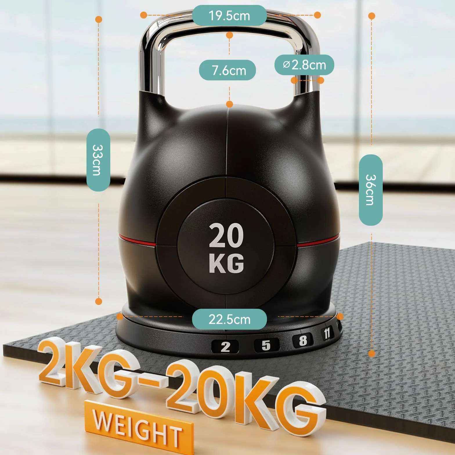 Regulowane hantle kettlebell 20 kg zestaw do treningu siłowego i fitnessu