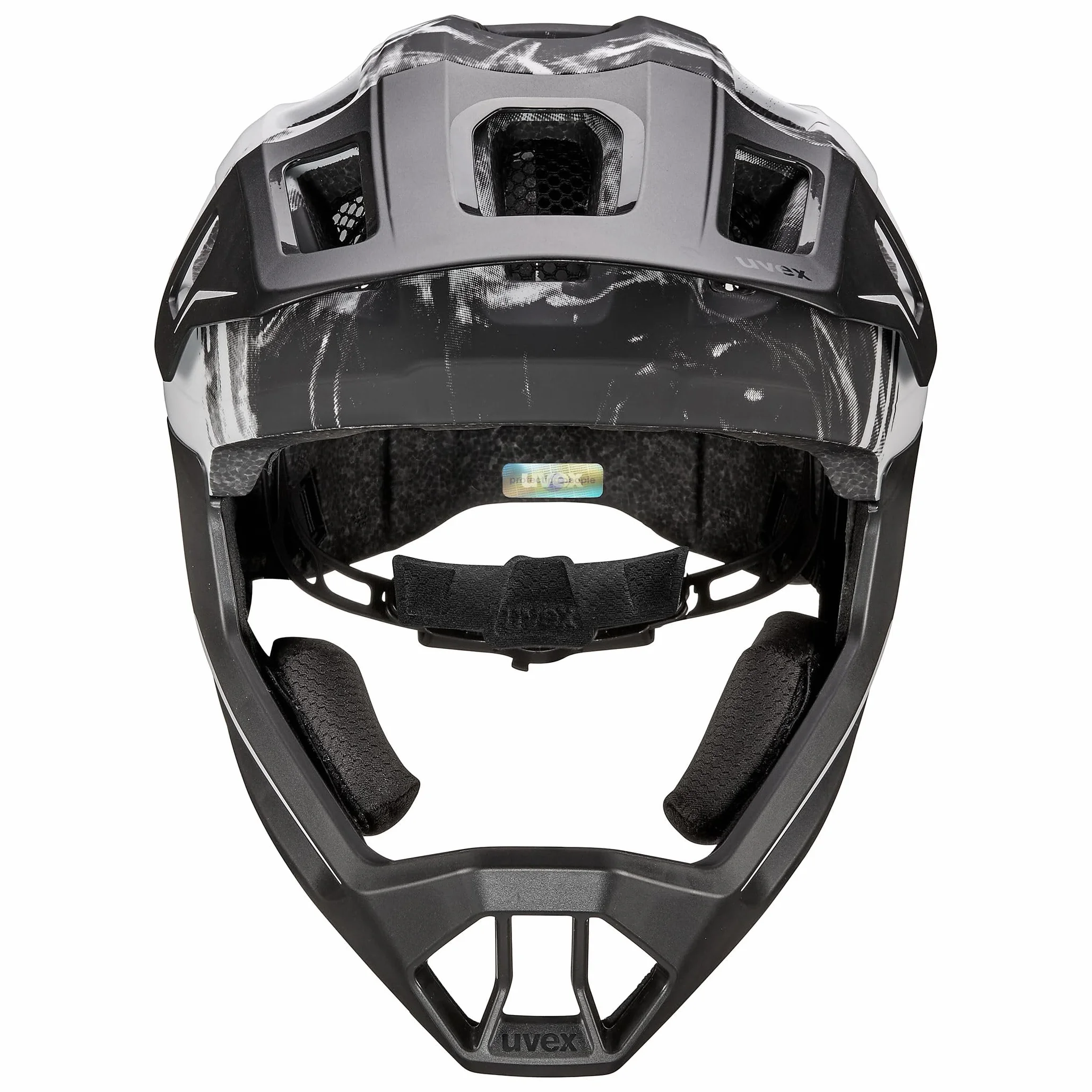 uvex react jr. fullface, kask rowerowy unisex-dzieci, black-white matt, 52-56 cm