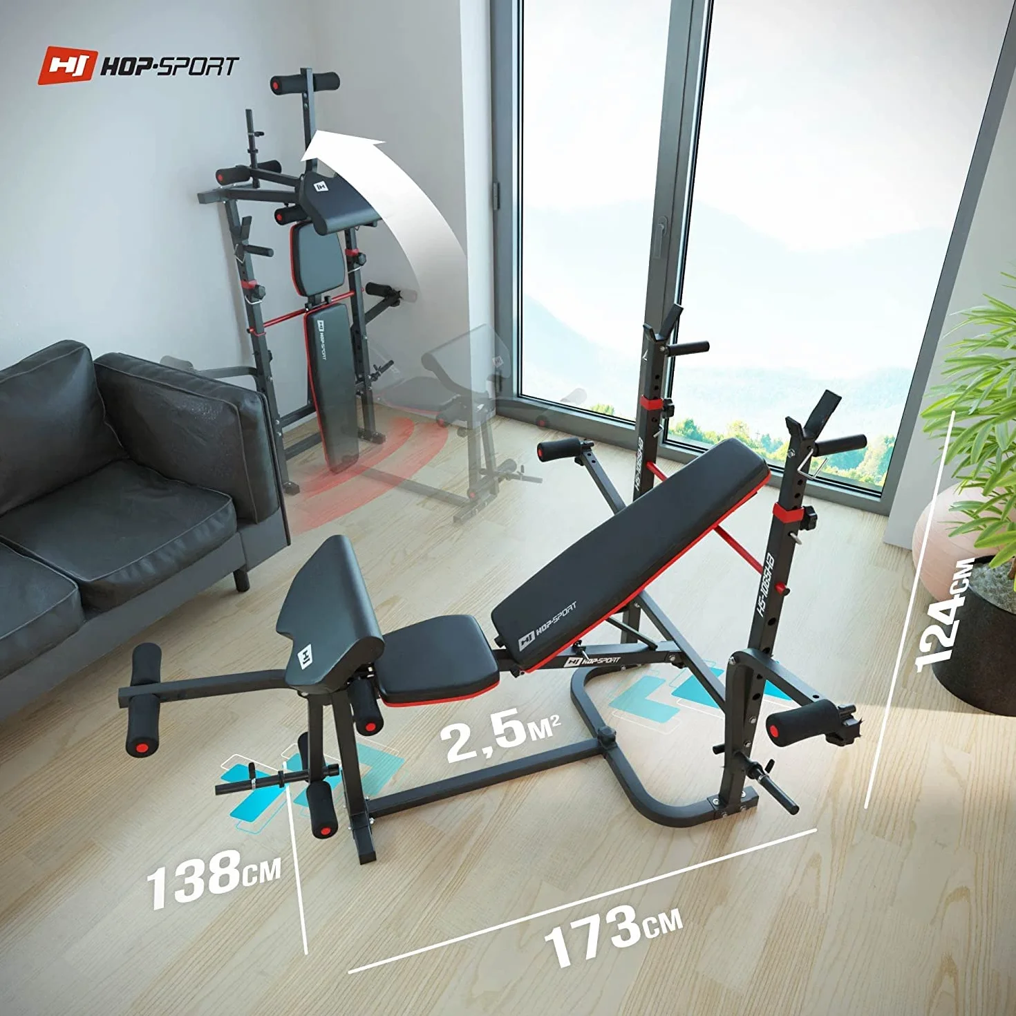 Hop-Sport 1065 ławka do podnoszenia ciężarów 38-135 kg