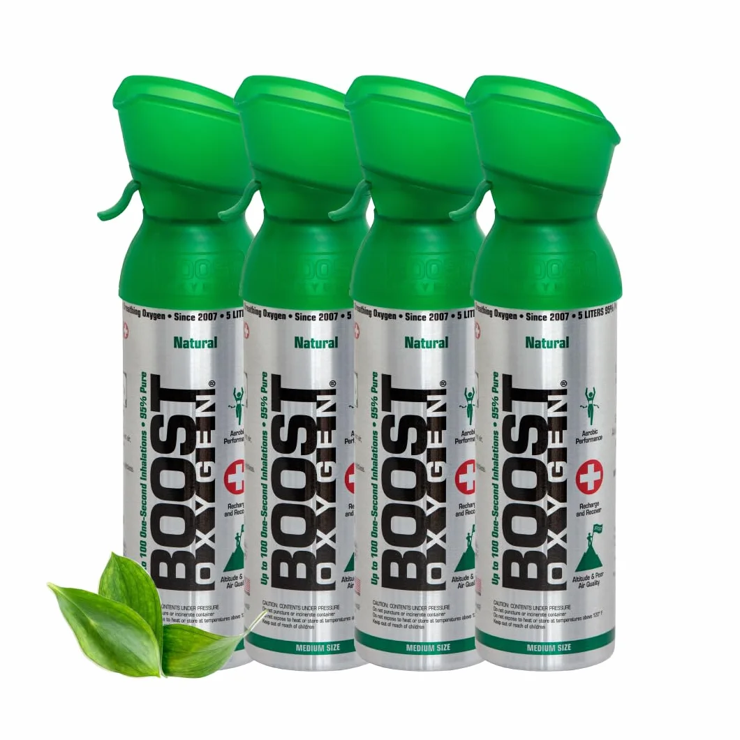 Czysty tlen w puszce – 20 litrów BARDZIEJ NATURALNE naturalnego, 95% czystego tlenu w przenośnym 5 litrowym pojemniku na ponad 400 inhalacji.