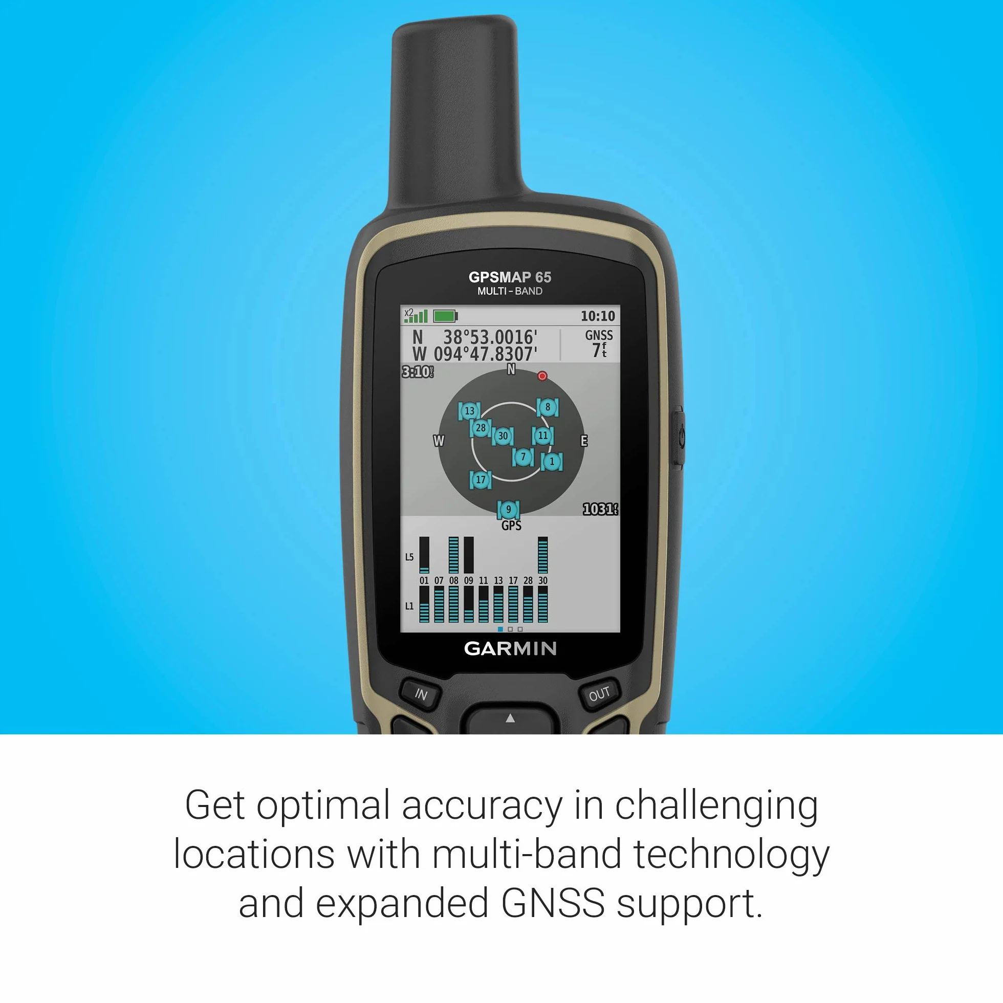Garmin GPSMAP 65 – wytrzymała nawigacja GPS z fabrycznie zainstalowaną mapą Europy TopoActive i kolorowym wyświetlaczem o przekątnej 2,6". Najlepsza nawigacja dzięki 5 systemom satelitarnym i technologii wielu częstotliwości, wodoszczelność.