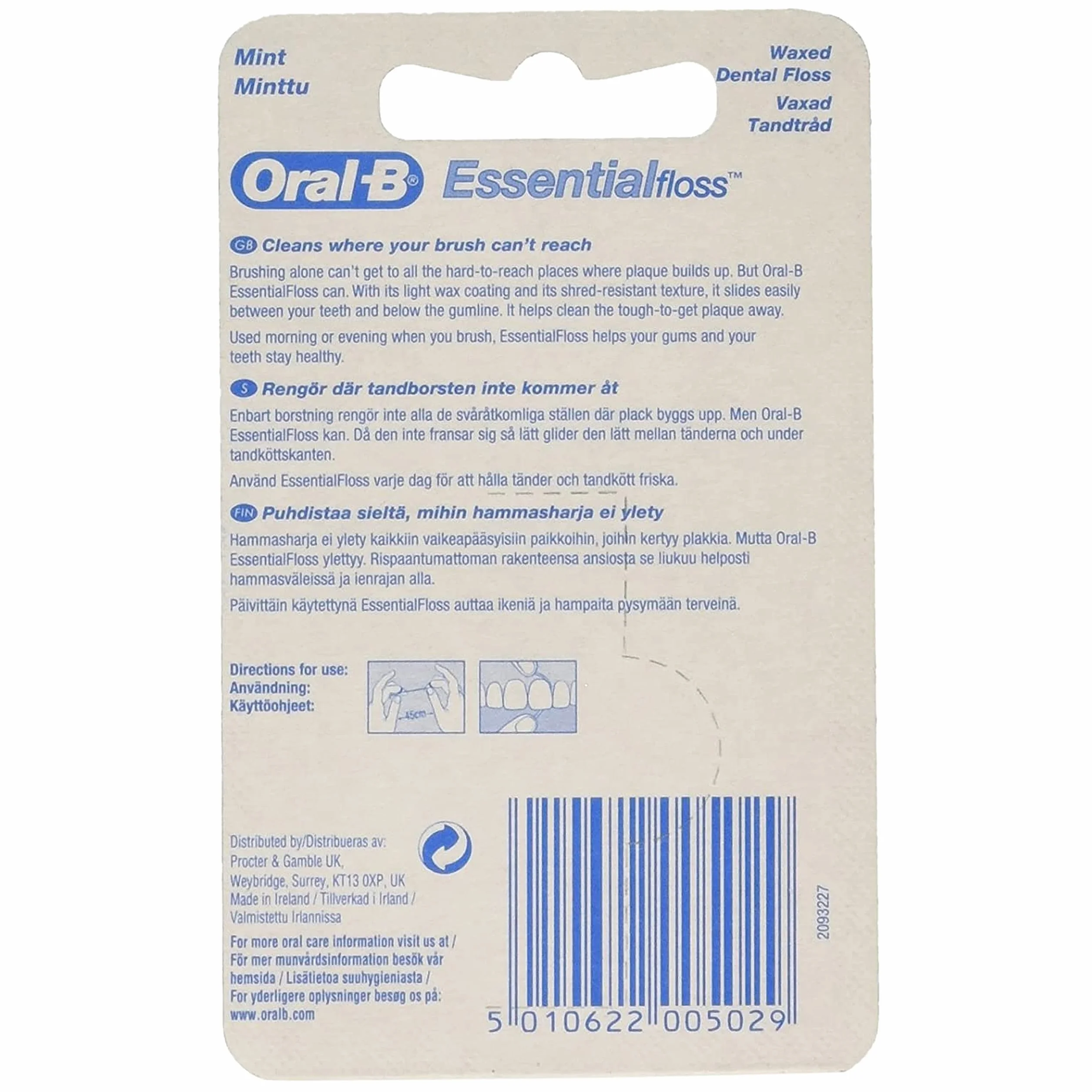 Procter & Gamble Oral B Essential 12 opakowań woskowanej nici dentystycznej, miętowa, 50 m
