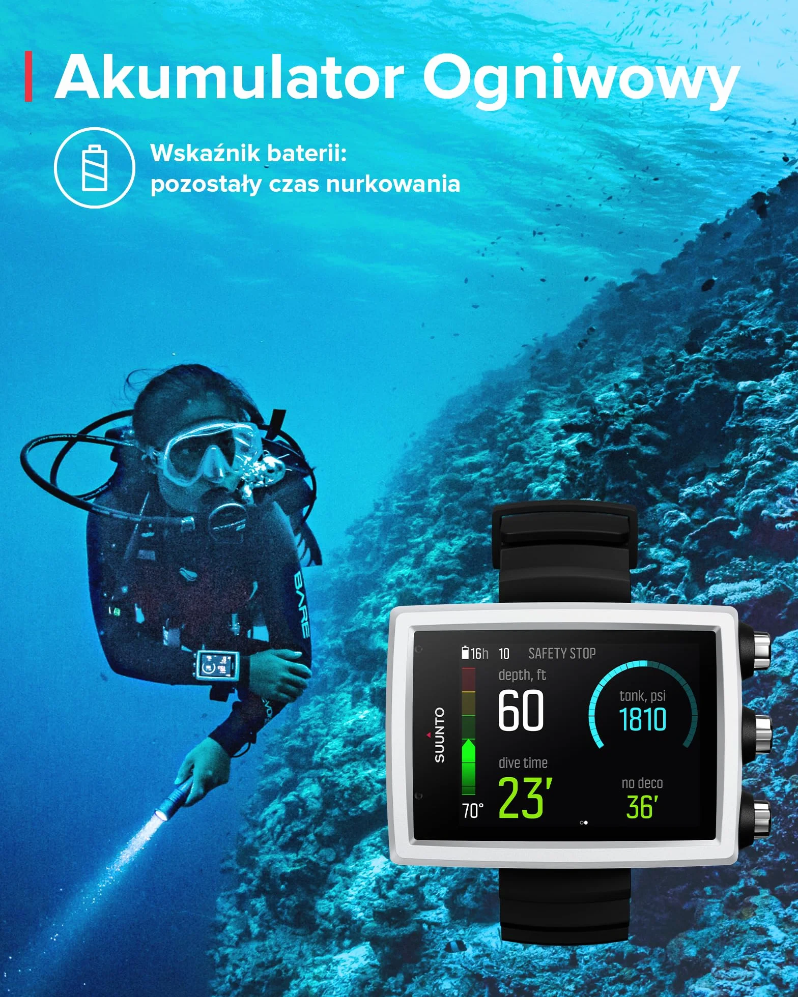 SUUNTO SS023081000 Zegarek do Nurkowania Dive Eon Core White, Biały, Uni Eu