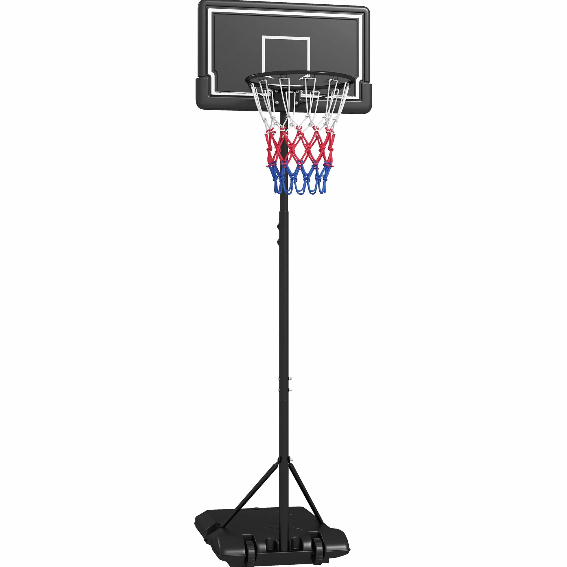 SPORTNOW Kosz do koszykówki ze stojakiem, 220-250 cm, stal, odporną na pękanie tylną ścianką