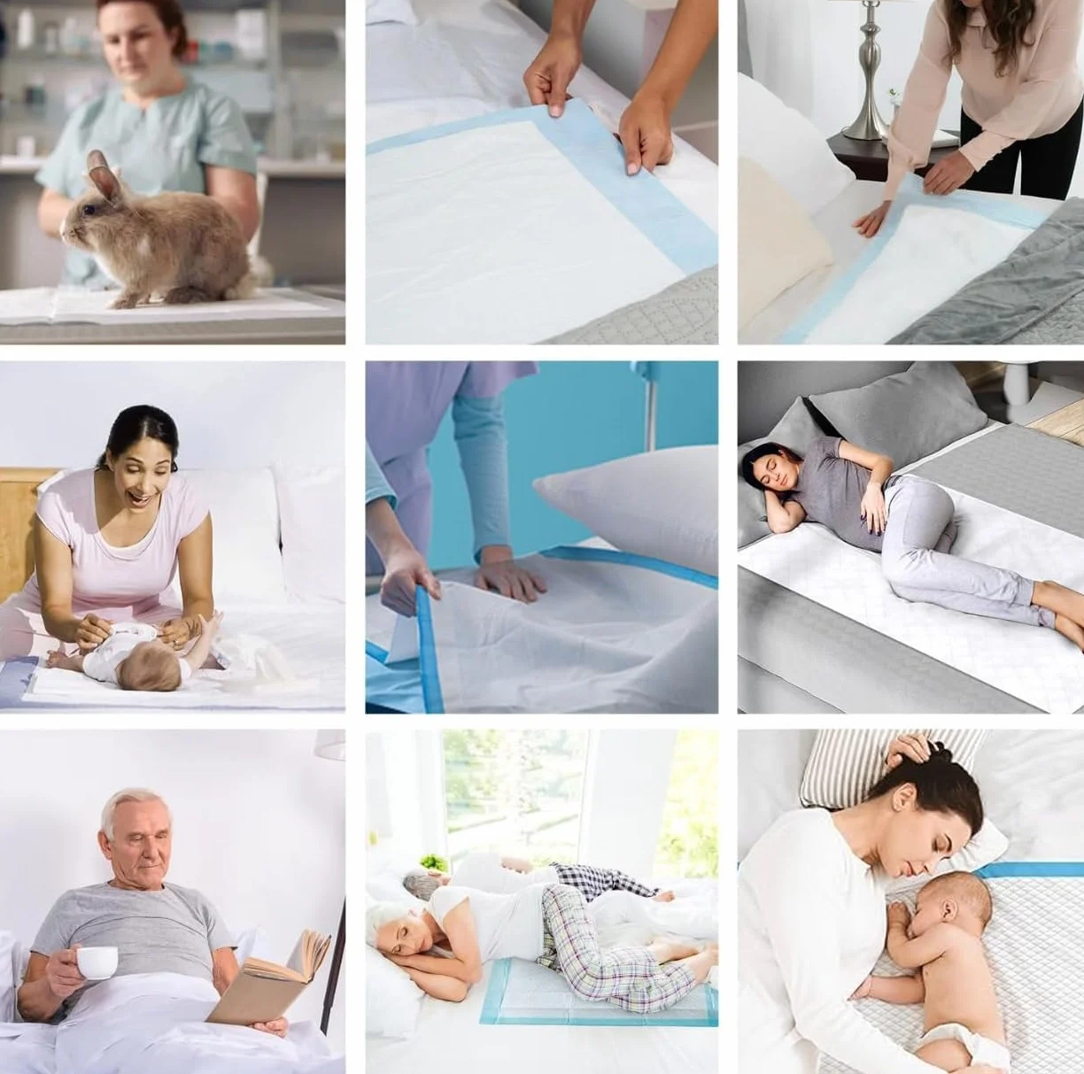 30 sztuk podkładek na łóżko z nietrzymaniem moczu, jednorazowe podkładki dla dorosłych i seniorów, super chłonne i wodoodporne, 80 x 150 cm, do łóżka pielęgnacyjnego