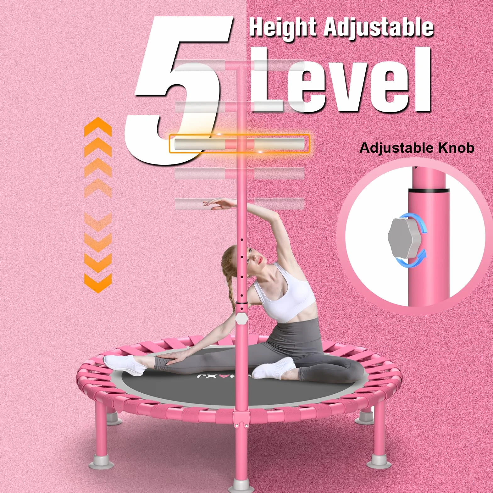 ZCMHAXJ 40-calowa mini trampolina dla dorosłych, wewnętrzna trampolina fitness, nośność 200 kg, cicha aerobiczna trampolina odbijająca