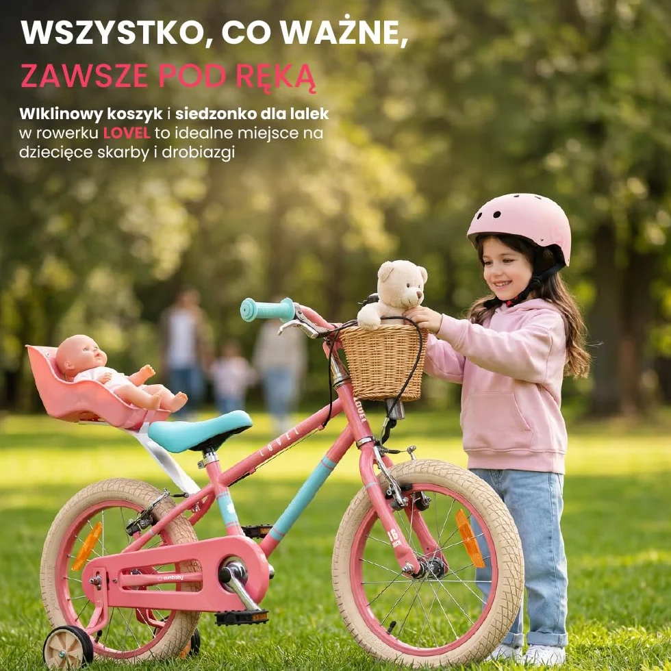 Sun Baby Rower Dziecięcy 14/16 Cali LOVEL, rower dla dziewczynki i chłopca 3-6 Lat, Max 50 kg - kółka boczne, koszyk, dzwonek, osłona łańcucha