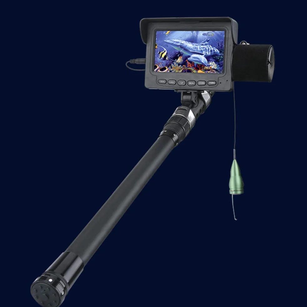 FastUU Podwodna Kamera Wędkarska, Przenośny Wykrywacz Ryb LED, Wodoodporna na Podczerwień 15 m, Czujnik Ryb, Monitor LCD 4,3 Cala do Lodowego Jeziora