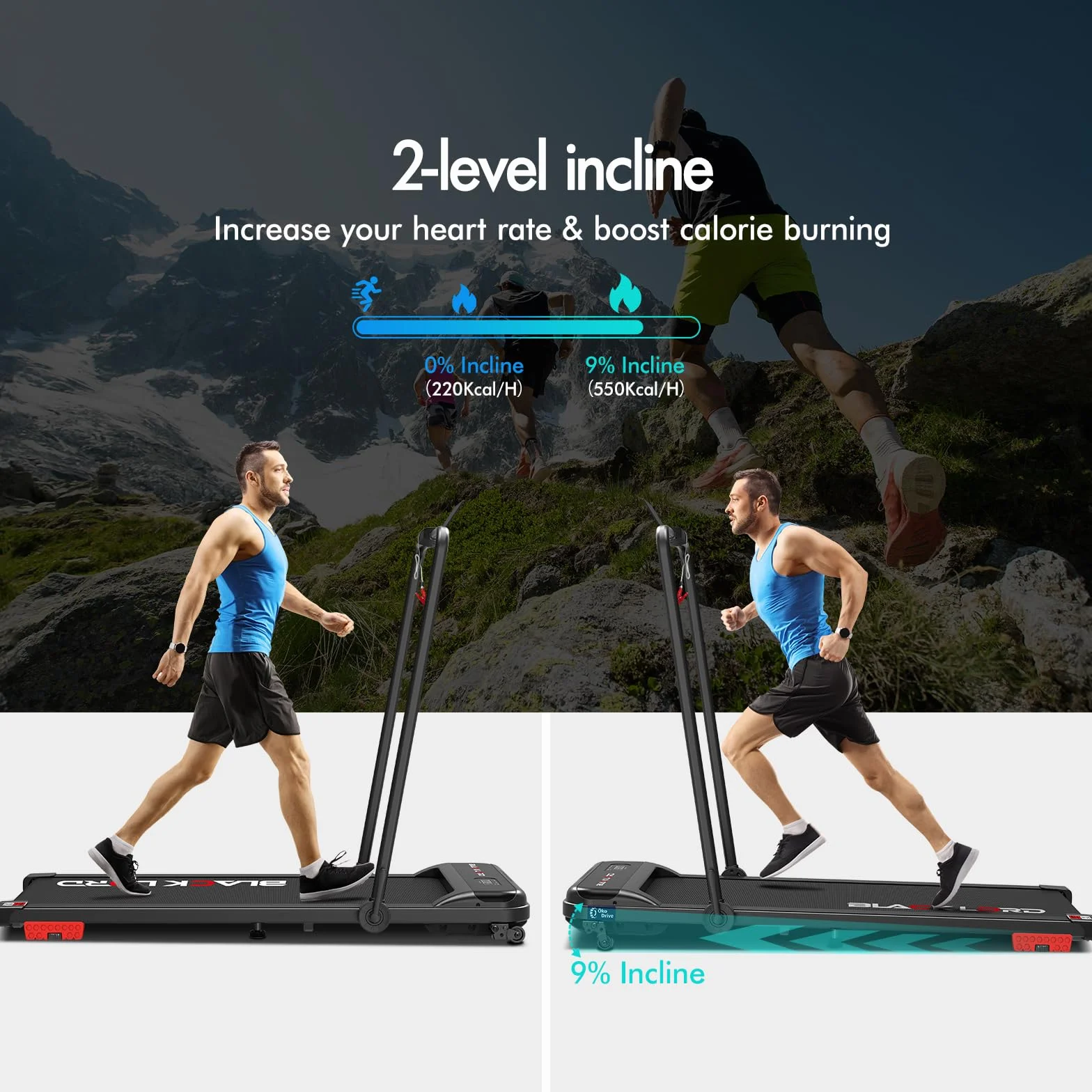 BLACK LORD Bieżnia treningowa 3,2 HP 4% nachylenia Bluetooth
