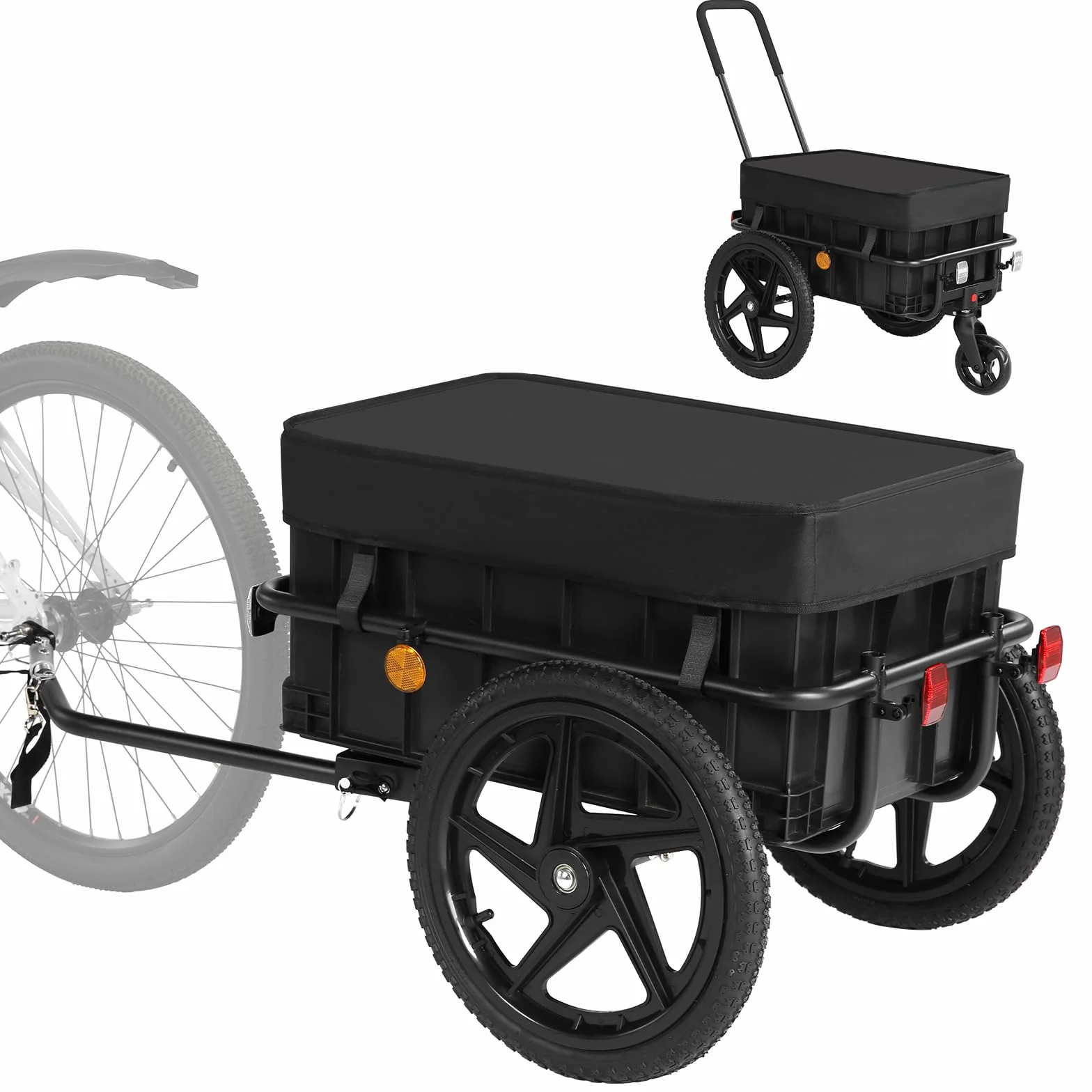 Przyczepa rowerowa 2 w 1, przyczepka rowerowa z uchwytem przesuwnym, stabilna żelazna rama, opony pneumatyczne 40 cm, obciążenie do 40 kg
