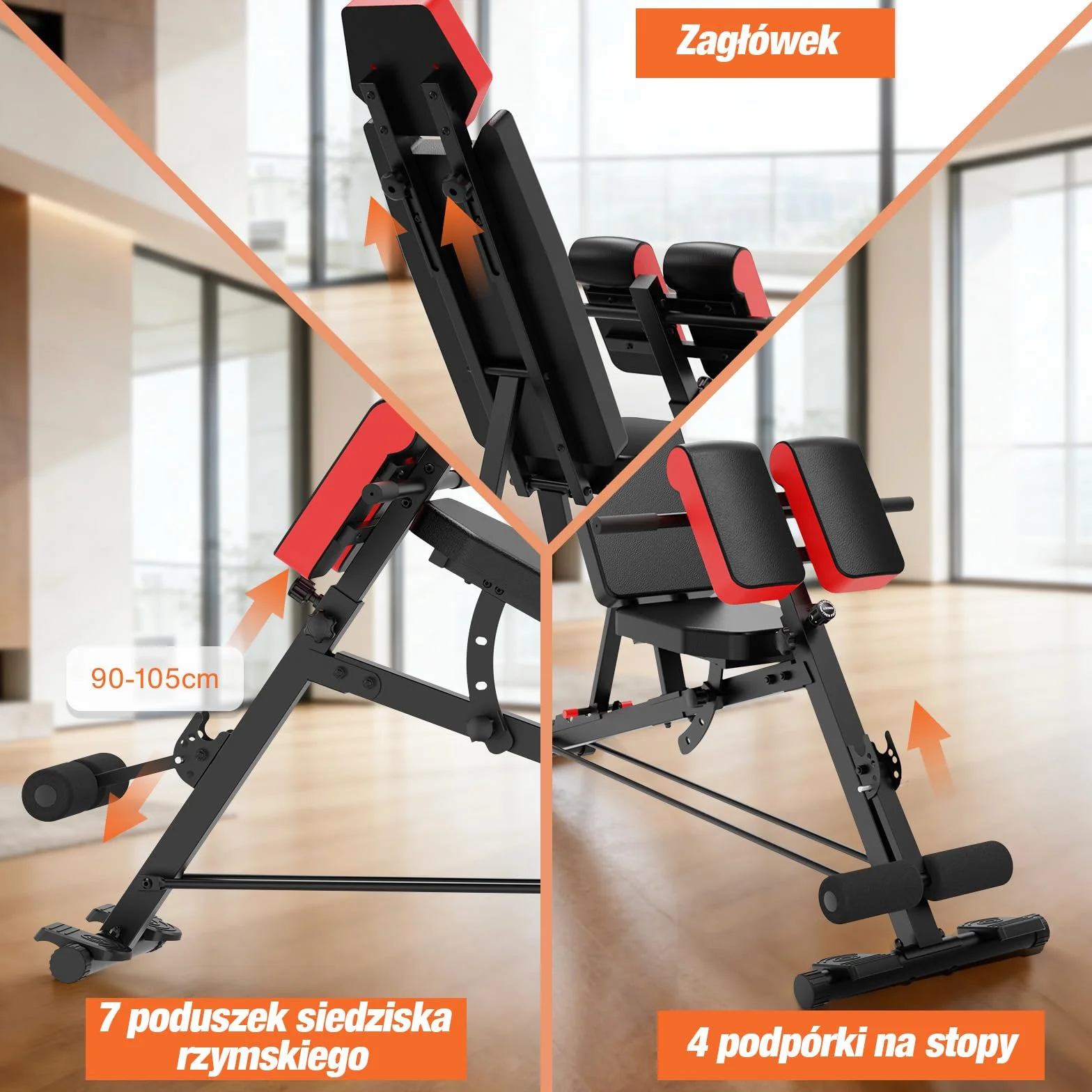DH FitLife 2026 Ławka Treningowa Regulowana 6-w-1 z Hyperextension do Pleców do 350 kg | Wielofunkcyjna Ławka do Ćwiczeń do Domowej Siłowni | Ławka Skośna do Bench Press i Treningu Całego Ciała