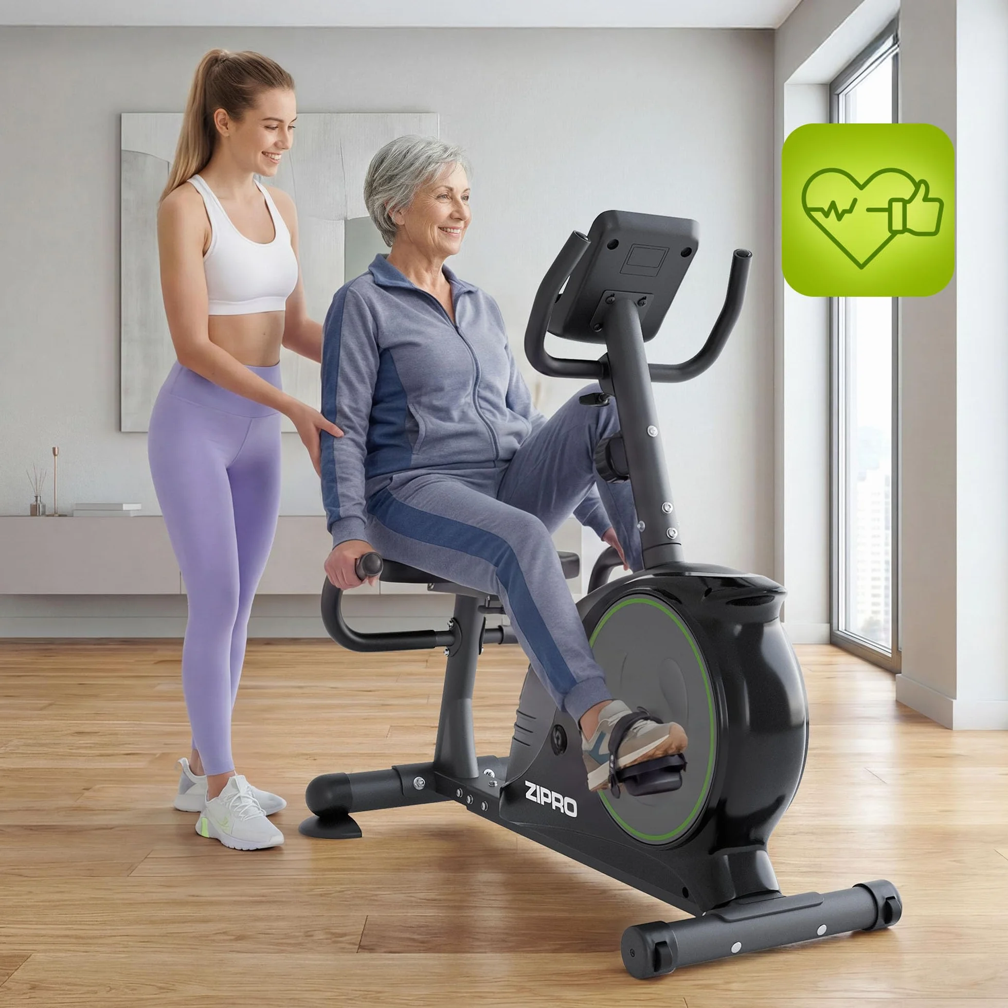 Zipro Easy rower treningowy Easy Ergometr, magnetyczny trenażer rowerowy, ergometr do 150 kg, rower do użytku wewnątrz i na baterie, rower treningowy
