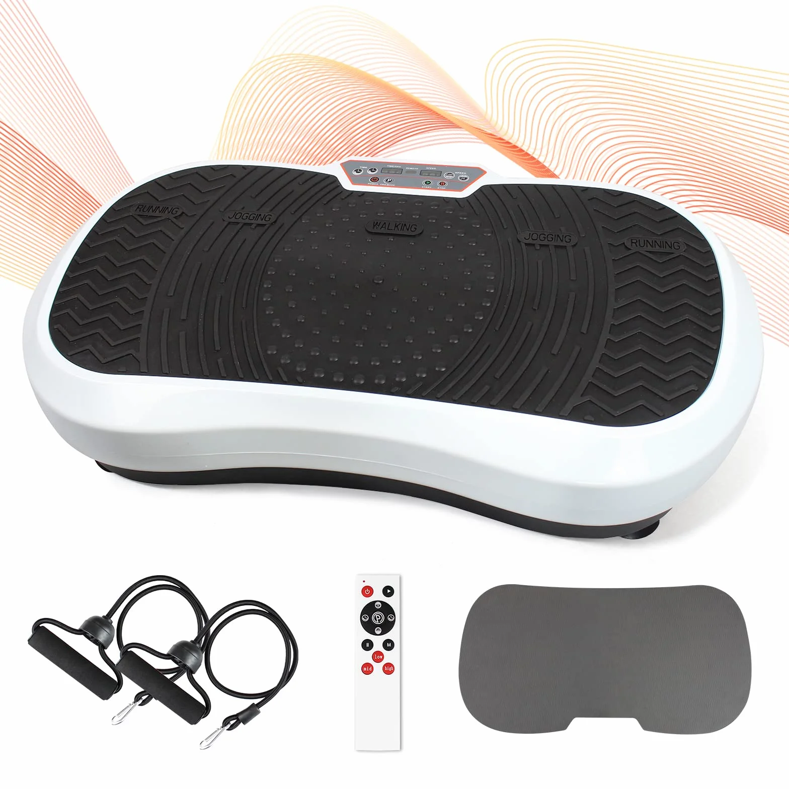 Leogreen Fitness platformy wibracyjne i oscylacyjne, z pilotem, paskami oporowymi i matą do jogi, 180 poziomów, 69 x 39 x 13 cm