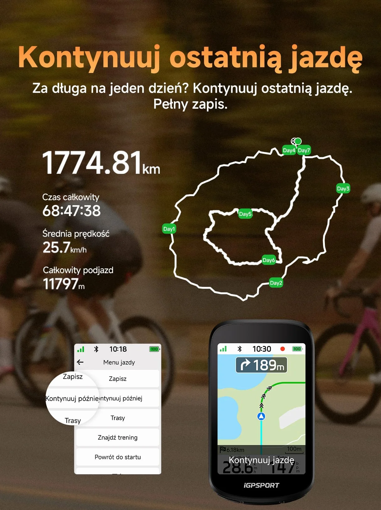 iGPSPORT BSC500 Licznik Rowerowy GPS, Ekran Dotykowy 3,3", Nawigacja Głosowa, iClimb 2.0, Elektroniczny Dzwonek i Funkcje Treningowe