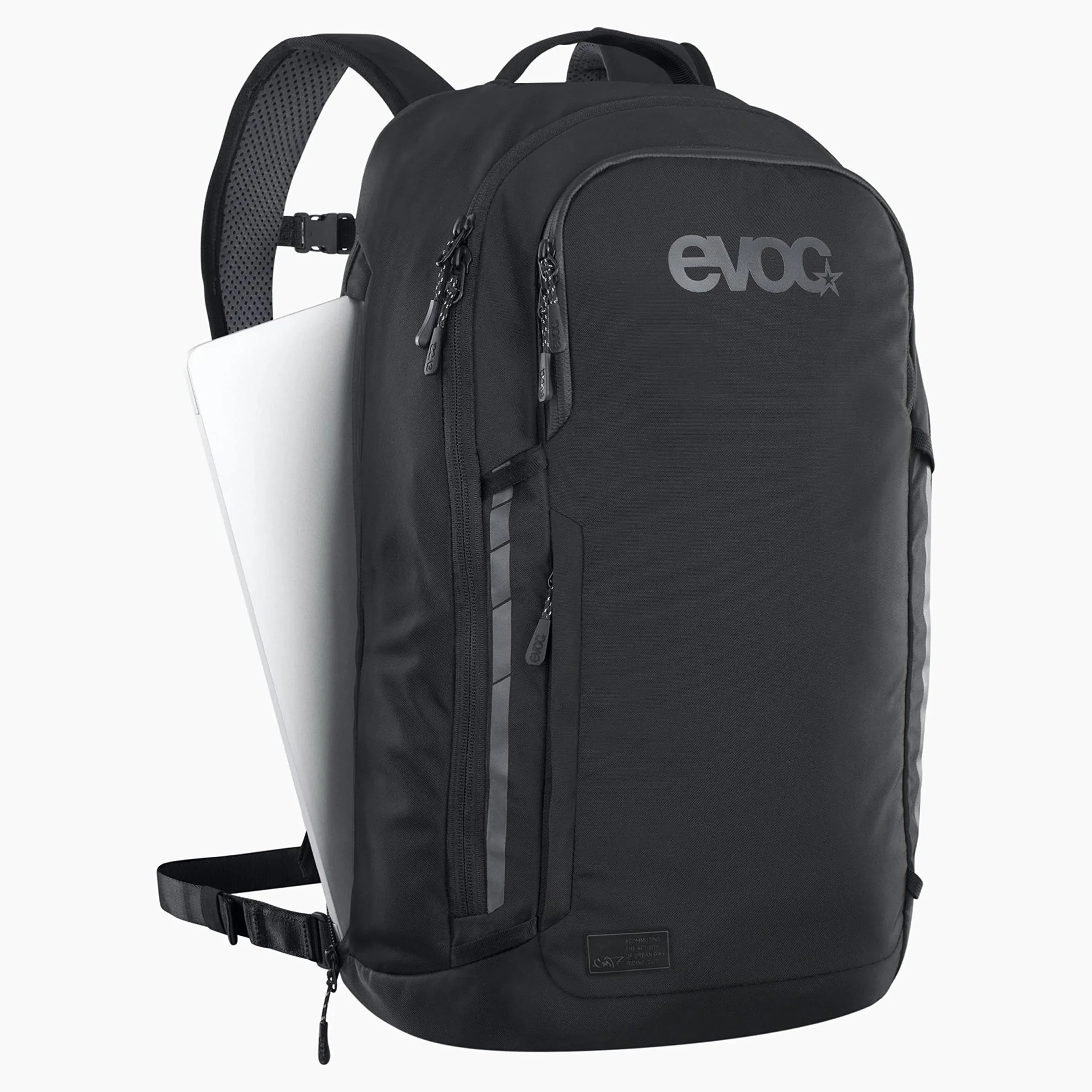 Plecak EVOC COMMUTE 22 (plecak rowerowy, z systemem wentylacji, kieszenią na laptopa, odblaskowy nadruk, waga: 860 g, wymiary: 17 x 28 x 52 cm, pojemność: 22 l), czarny