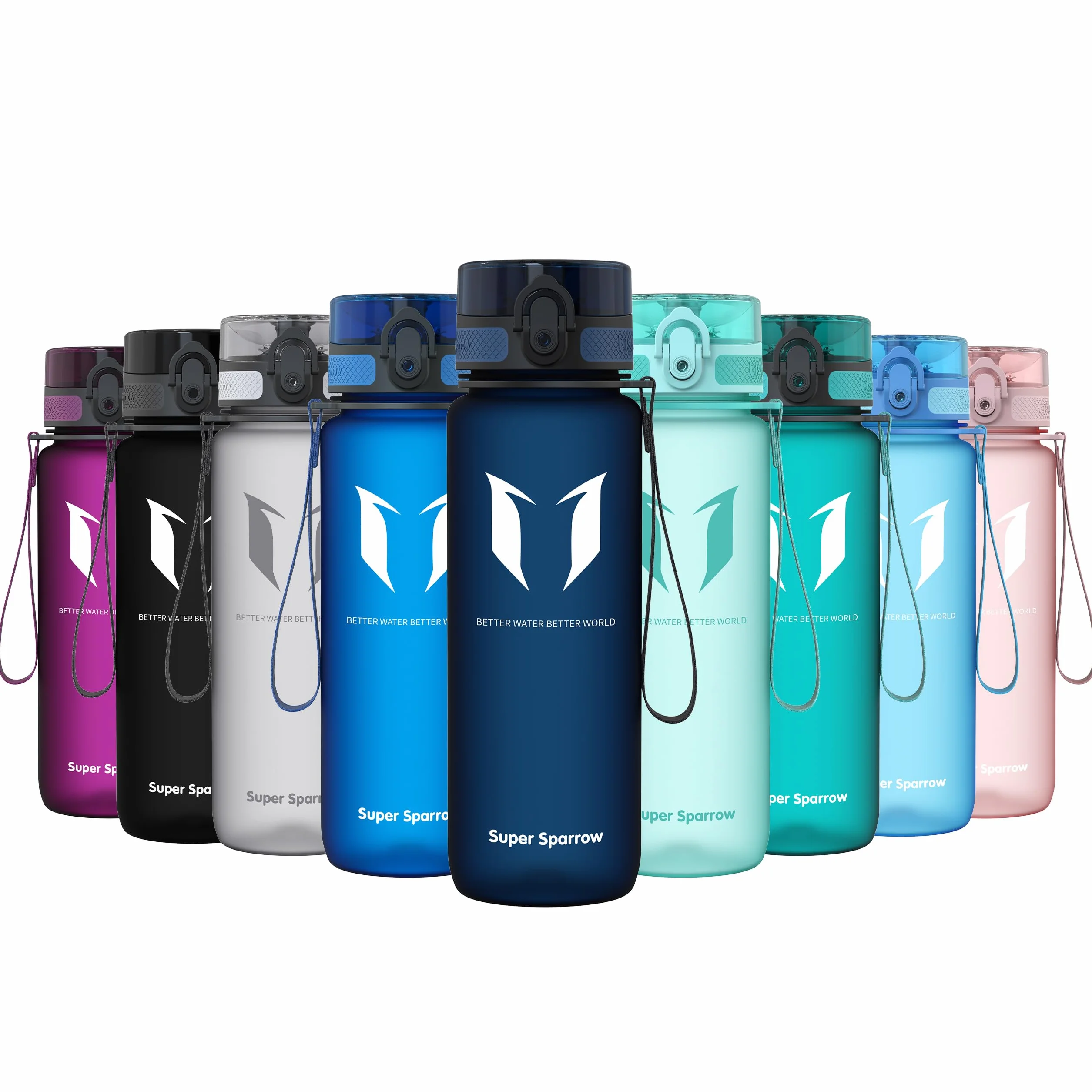 Sportowa butelka wody Super Sparrow - 350 ml / 500 ml / 750 ml / 1l / 1,5 l - Nietoksyczny bez BPA i ekologiczny plastik Tritan Co-poliester - do biegania, siłowni, jogi, na zewnątrz i na kemping