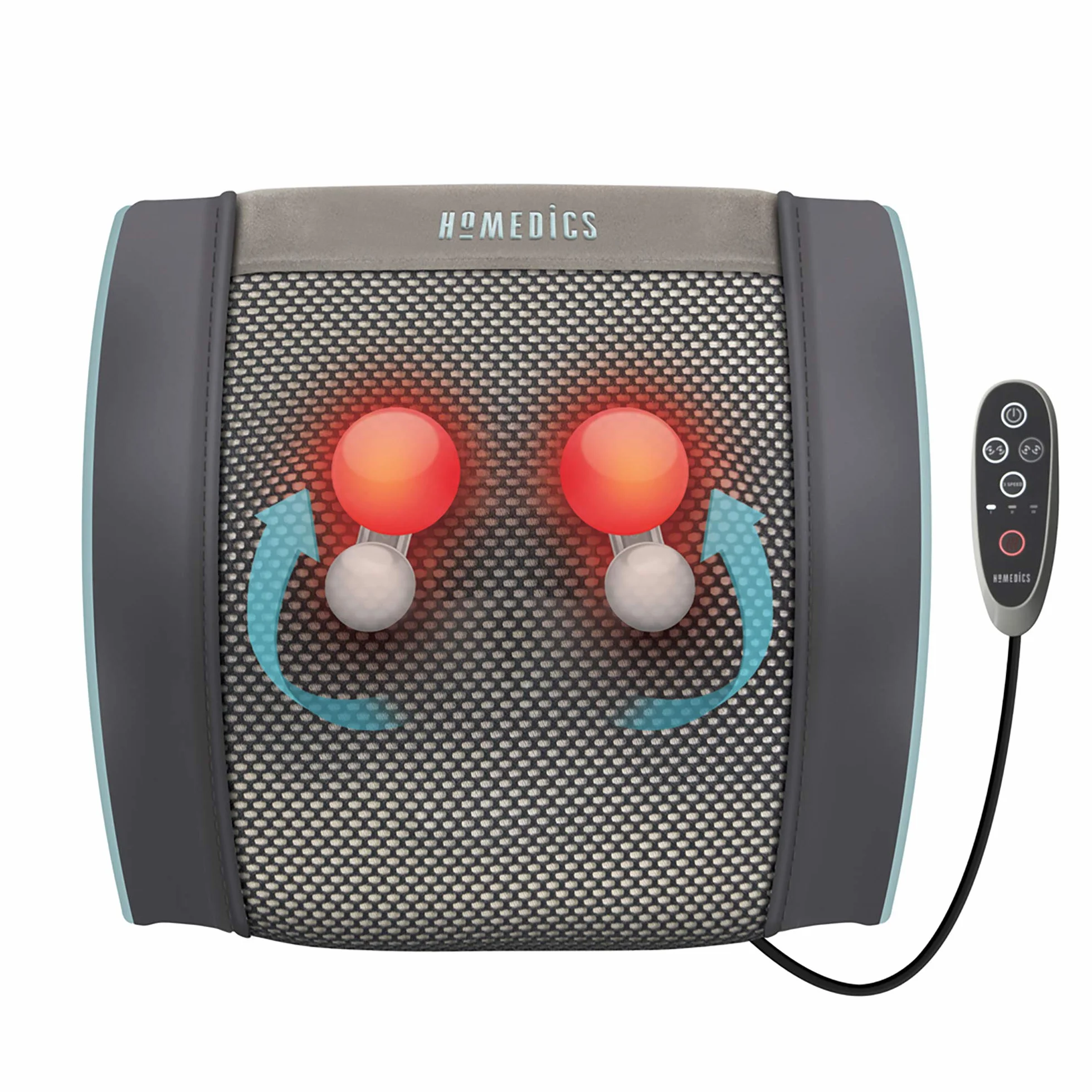 HoMedics Żelowa poduszka do masażu do ponownego ładowania, precyzyjny, głęboki masaż Shiatsu z technologią żelową i akumulatorem, wszechstronne zastosowanie, z funkcją podgrzewania