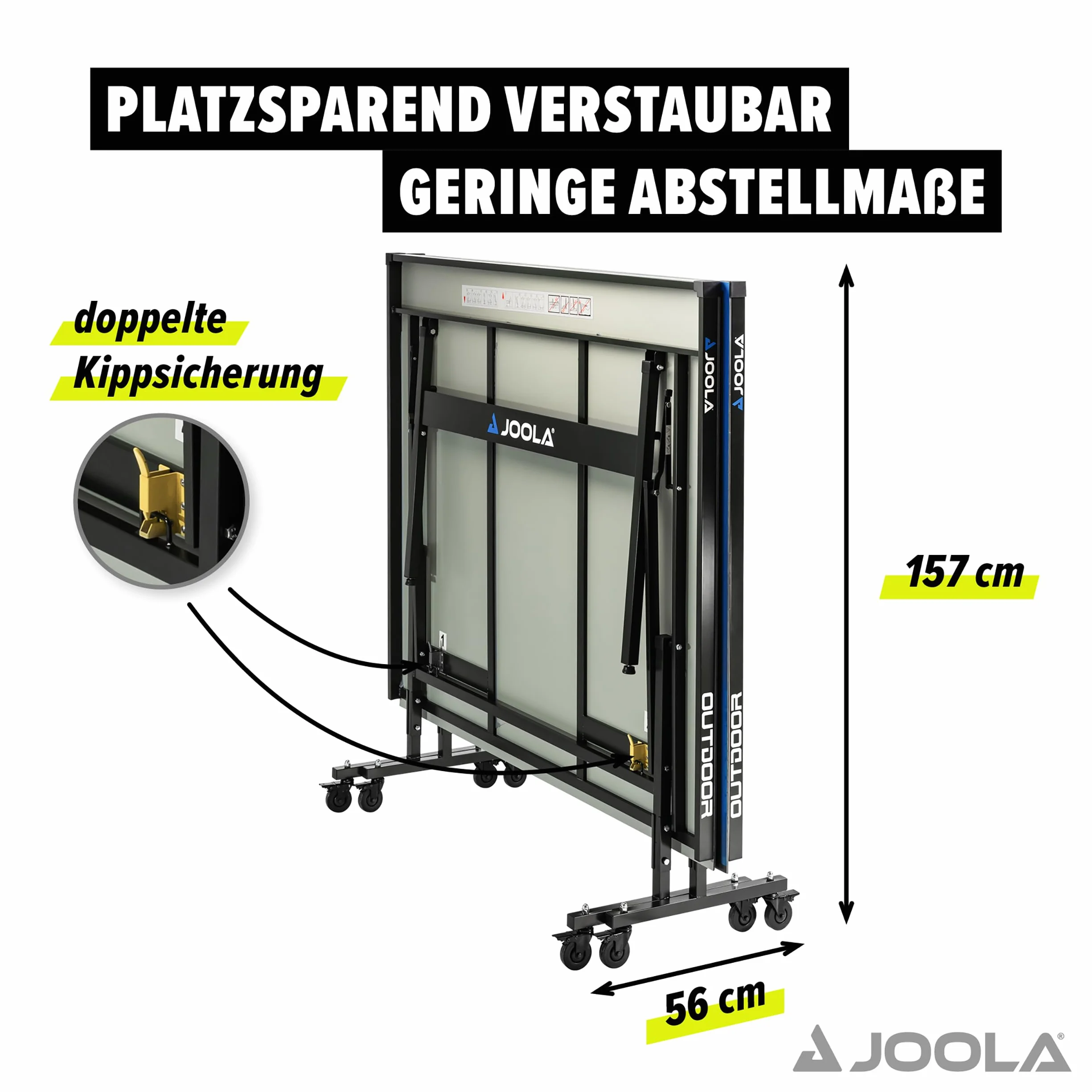 JOOLA Stół do tenisa stołowego do użytku na zewnątrz – profesjonalny stół do tenisa stołowego z aluminium – odporny na warunki atmosferyczne składany – łącznie z siatką