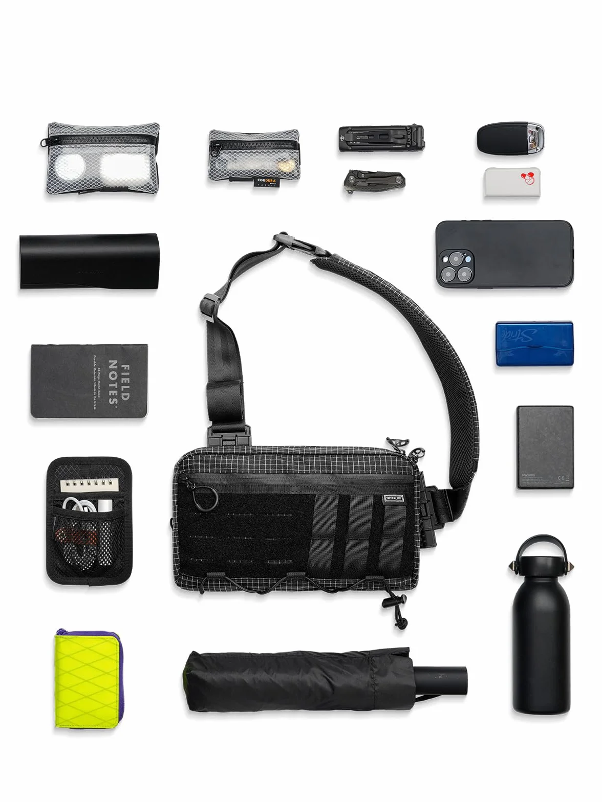 TACTICAL_GEEK Cache L3 EDC lekka torba na klatkę piersiową dla mężczyzn i kobiet, kompaktowa torba na brzuch, regulowany pasek na ramię, torba na ramię, torba na klatkę piersiową, na podróż, do szkoły