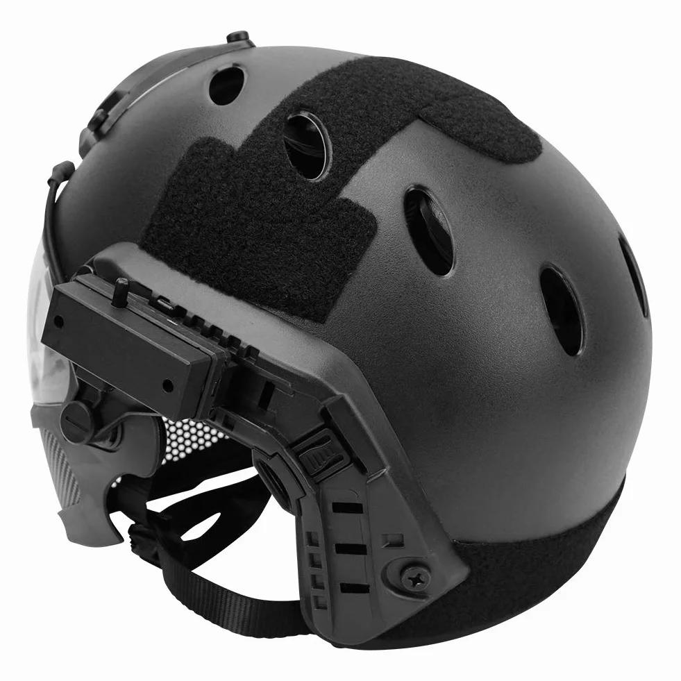 Taktyczny kask PJ Airsoft Fast F22, pełna ochrona twarzy z odpinaną maską i goglami, kask do jazdy na świeżym powietrzu.