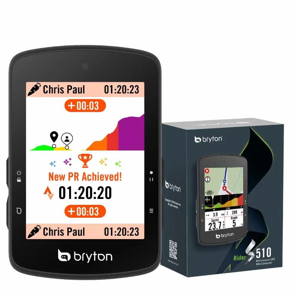 Bryton Rider S510 GPS komputer rowerowy z ekranem dotykowym 2,8", mapa Europy offline, radar rowerowy, bateria 30h, nawigacja obracana, wodoodporny