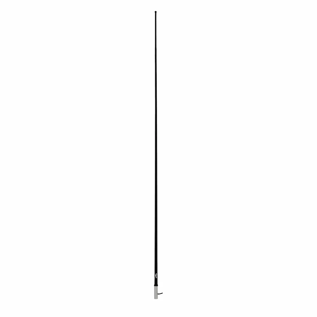 Glomex Antena VHF o wysokiej wydajności 2,4 m (czarno-chromowana), model RA1206CR/BK – wysoki zysk 6 dB, chromowana rama, do łodzi żaglowych, silników, pontonów, jachtów – nowoczesny styl i maksymalny