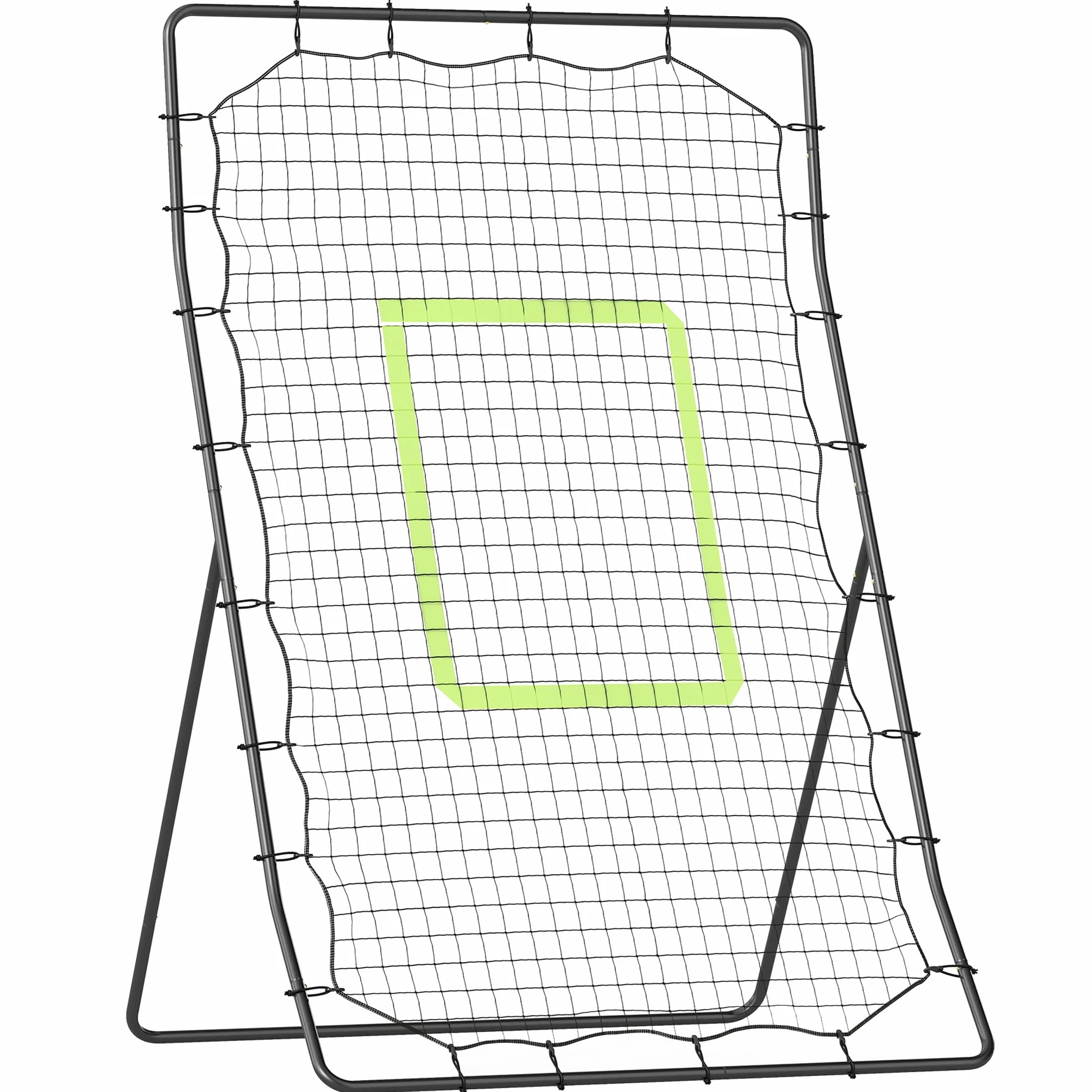 HOMCOM Baseball Rebounder, Tragebar Softball Pitchback-Netz, Rückprallnetz mit Ziel Zone, verstellbarem Winkel Pitching Netz für Basebälle Softbälle, Metall, Schwarz