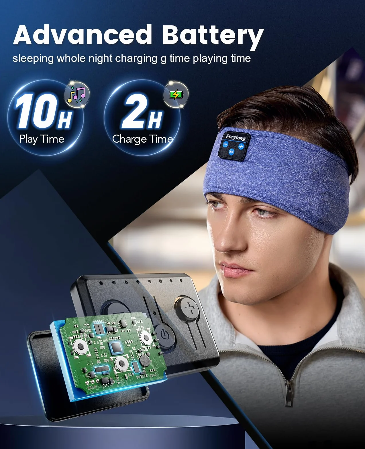Słuchawki do spania Opaska do spania Bluetooth, słuchawki do spania Perytong Słuchawki sportowe z pałąkiem na głowę, Ultra-miękki pałąk Bluetooth dla śpiących z boku, Prezenty do spania dla