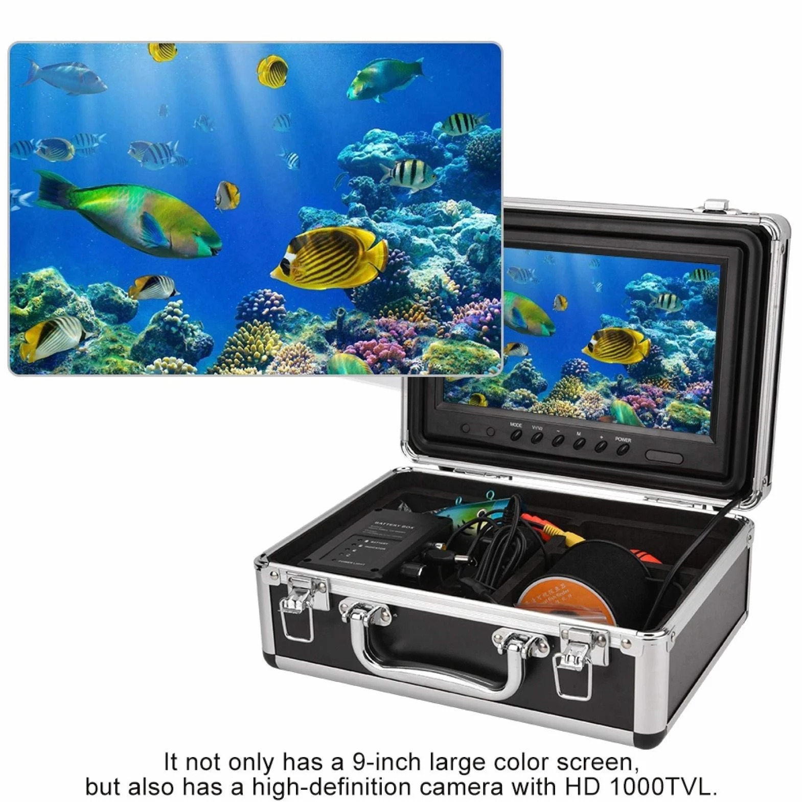 Fish Finder 9-calowy duży ekran podwodna kamera wędkarska HD 1000TVL zestaw bateria 4500 mAh
