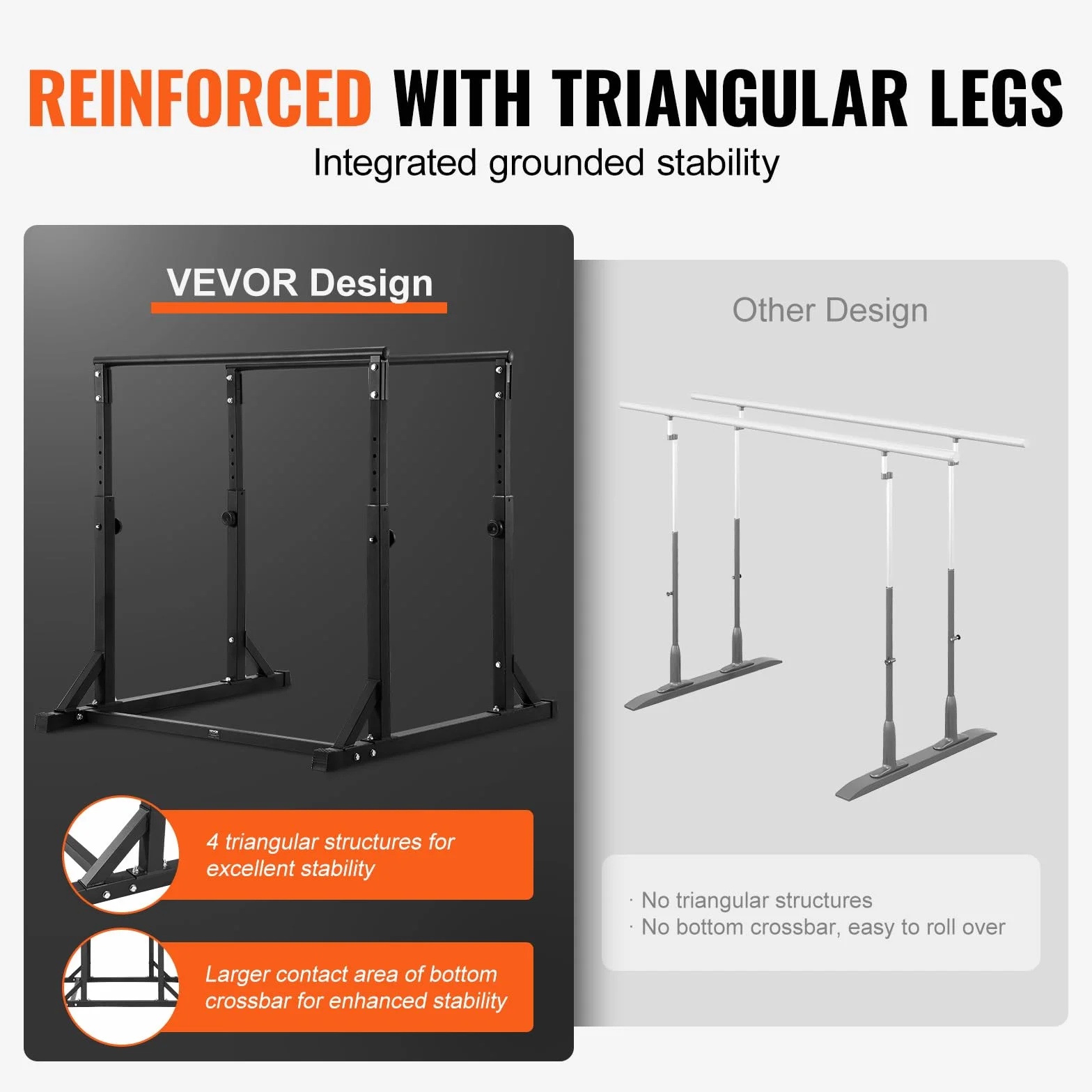 VEVOR Drążek do dipów 362 kg regulowany stabilizator fitness paralletka push-up