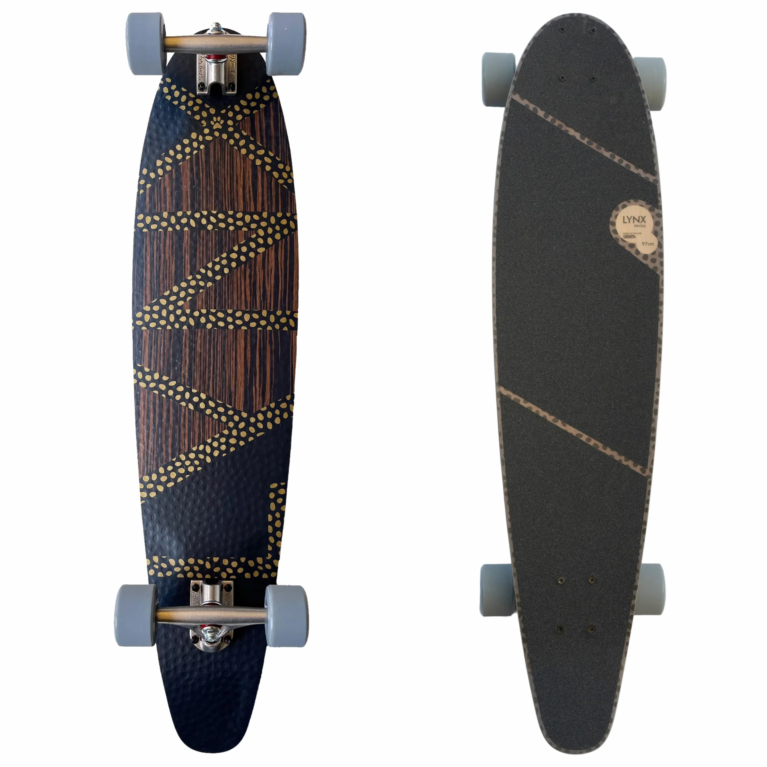 SWITCH Lynx Pintail Versatile Longboard Switch 97 cm: idealny do cruisingu, ABEC-9, włókno szklane, Flex Paris V2 150 mm Trucks, dla nastolatków i dorosłych, cruiser, wyprodukowano w Europie, lekki