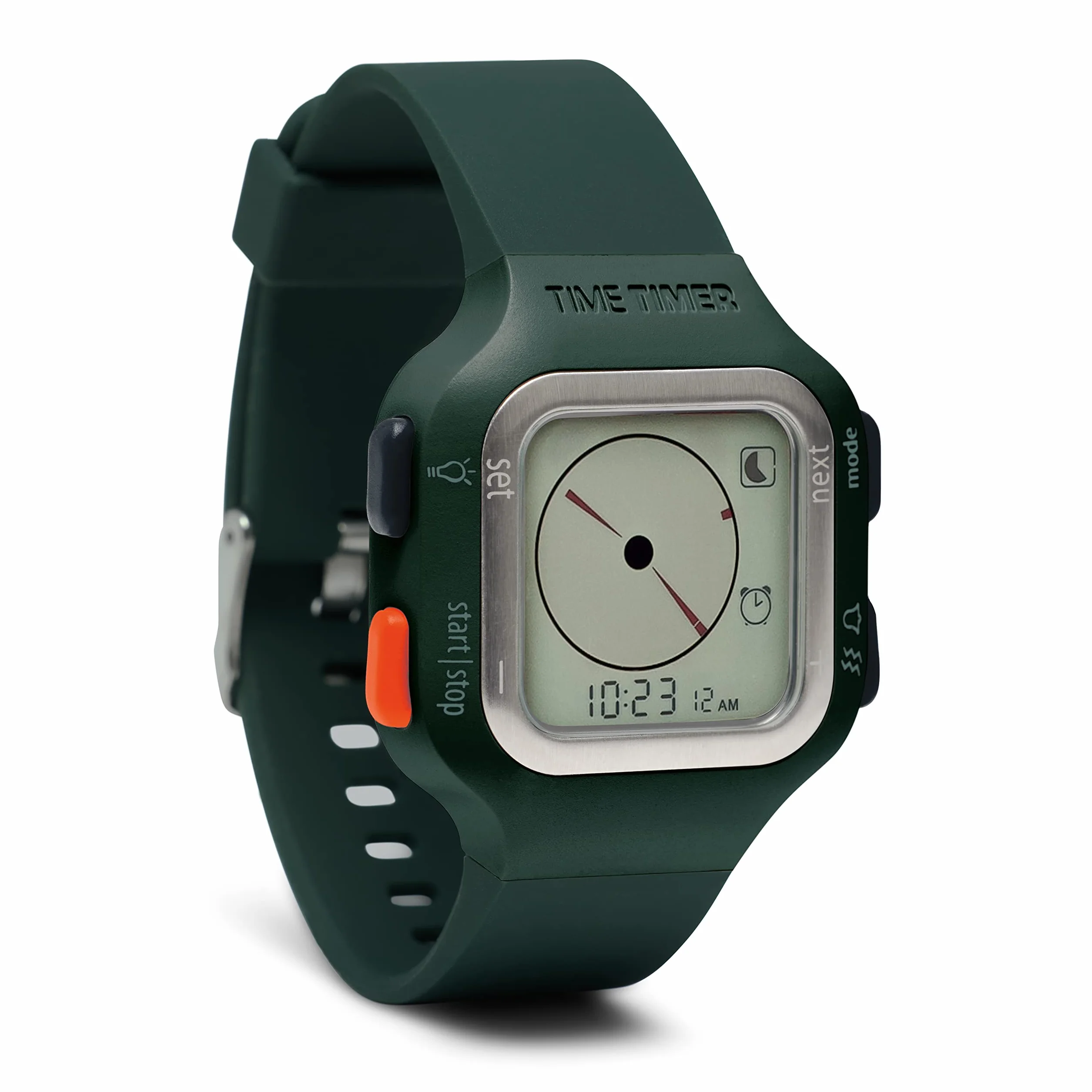 TIME TIMER Zegar — Analogowy i cyfrowy zegar odliczający 12 lub 24h - do produktywności, nauki, egzaminów i śledzenia ćwiczeń (zielony sekwoja, duży)