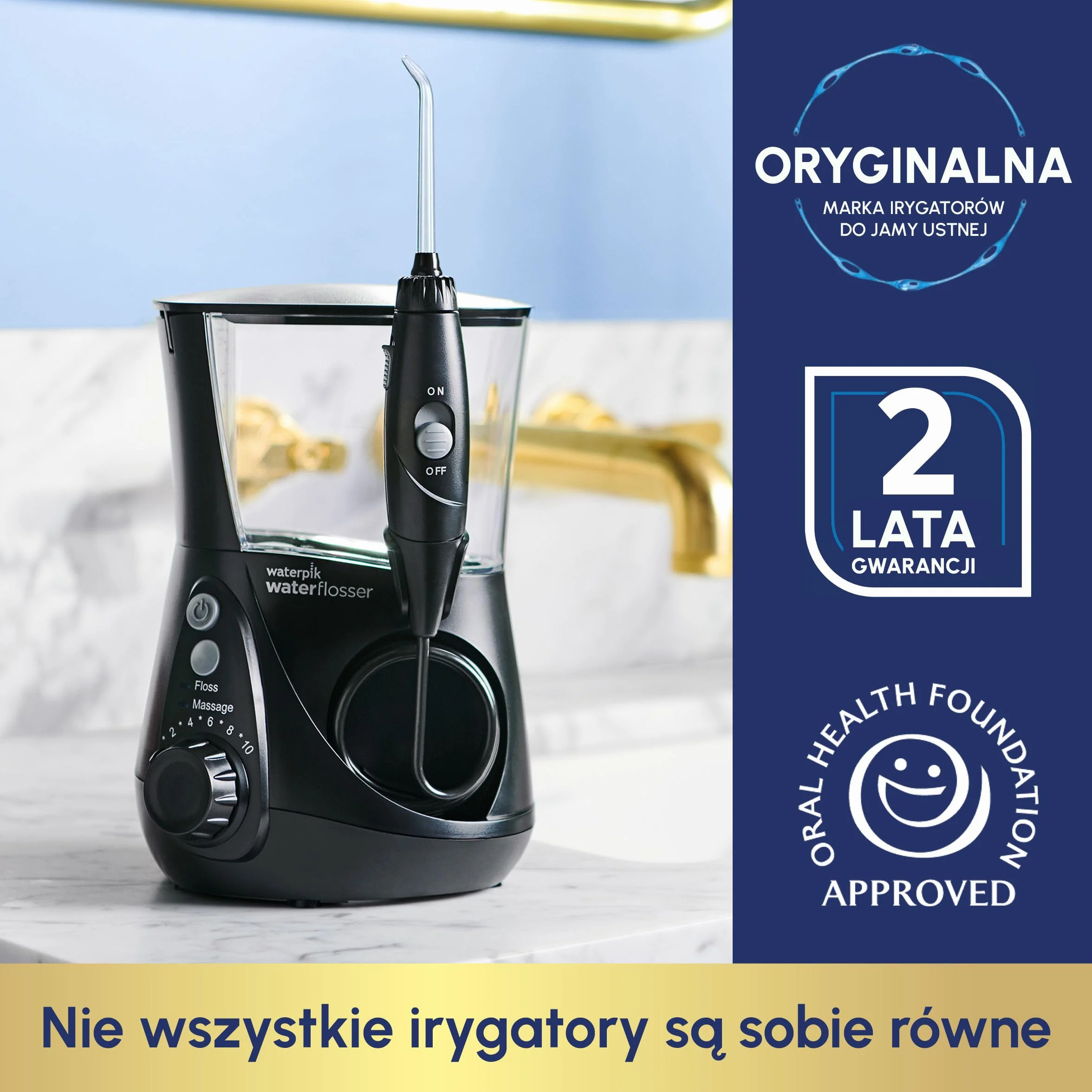 Waterpik Irygator Ultra Professional, 6 Końcówek, Zaawansowana Kontrola Ciśnienia z 10 Trybami, Skuteczne Usuwanie Płytki Nazębnej, Kolor Biały, 650 ml (WP-660EU)