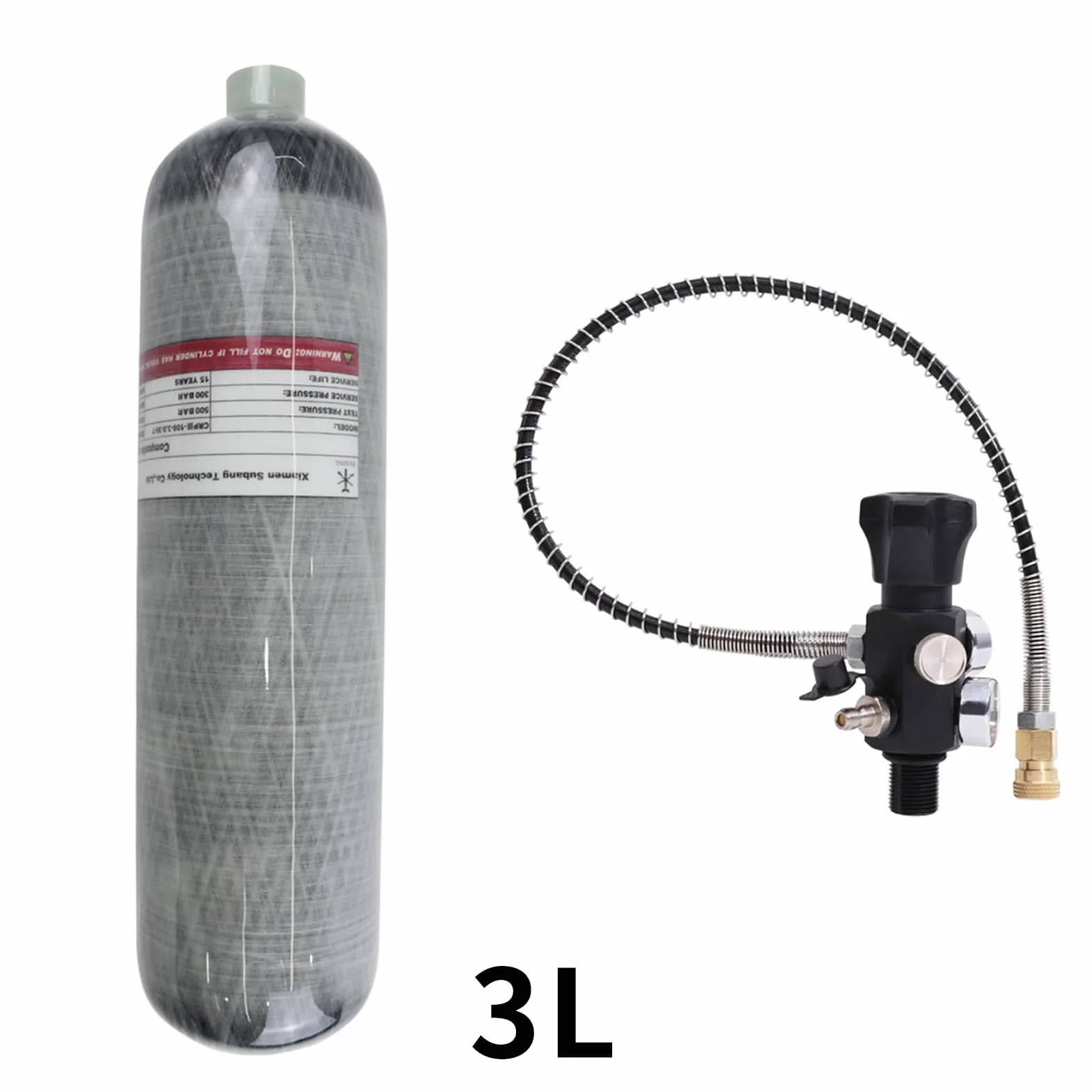 TUXING Zbiornik powietrza PCP 4500 PSI 3L z włókna węglowego 30 stóp sześciennych CE