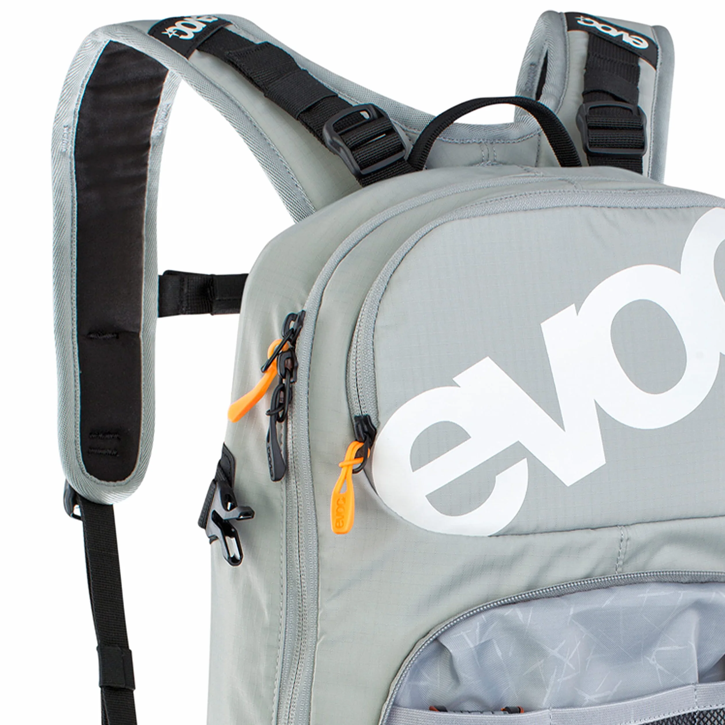 Plecak rowerowy EVOC FR ENDURO 16, plecak na wycieczki rowerowe (LITESHIELD BACK PROTECTOR 95%, uchwyt na kask, ochraniacze, komora na narzędzia, komora na bukłak 3l, rozmiar: M/L), kamienno-szary