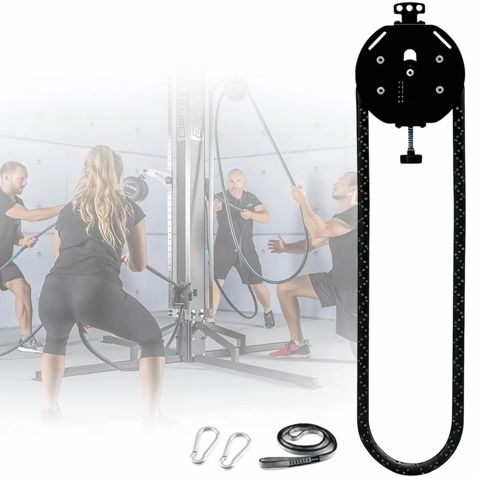Endless Rope Trainer, przenośny system pasów kablowych, system z regulowanym oporem, wyposażenie domu na siłownię, do uchwytu, broni, pleców, ćwiczeń koordynacyjnych (czarny)