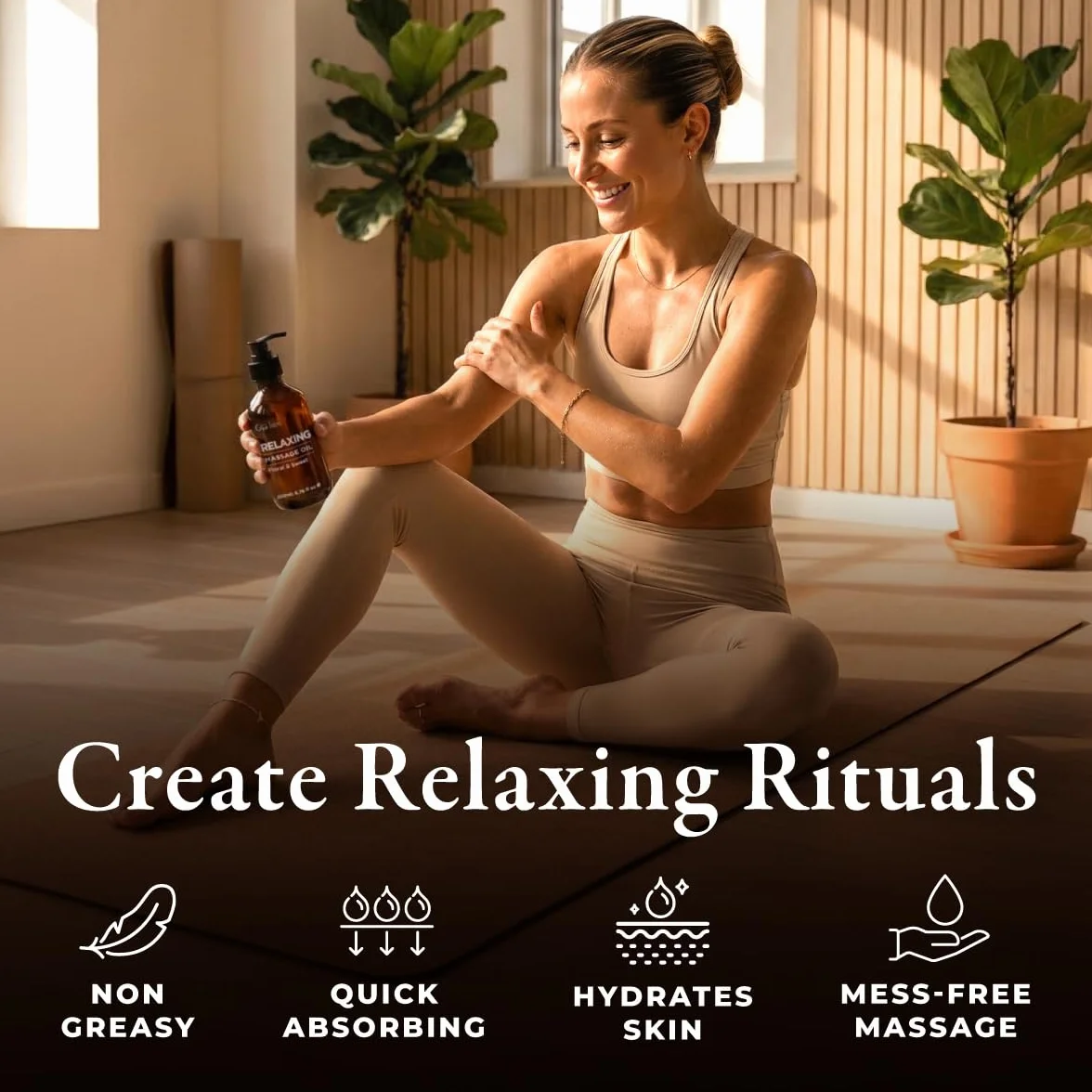 Gya Labs Relaksujący zmysłowy olejek do masażu dla par - Ylang Ylang, Rose Geranium i Organic Argan Infuzed Body Oil for Skin - 100 czystych i naturalnych olejków do masażu - (200ml)