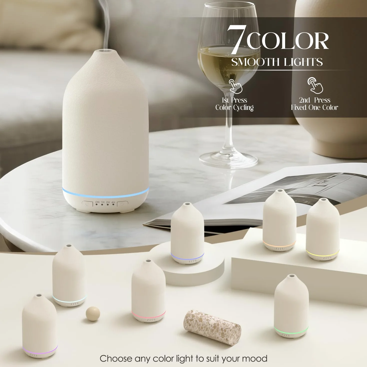 SALKING Dyfuzor zapachowy Ceramiczny dyfuzor do olejków eterycznych - olejek zapachowy Ultradźwiękowy Bez BPA z regulowanym trybem mgiełki, cichy do domu, biura, jogi 200 ml biały