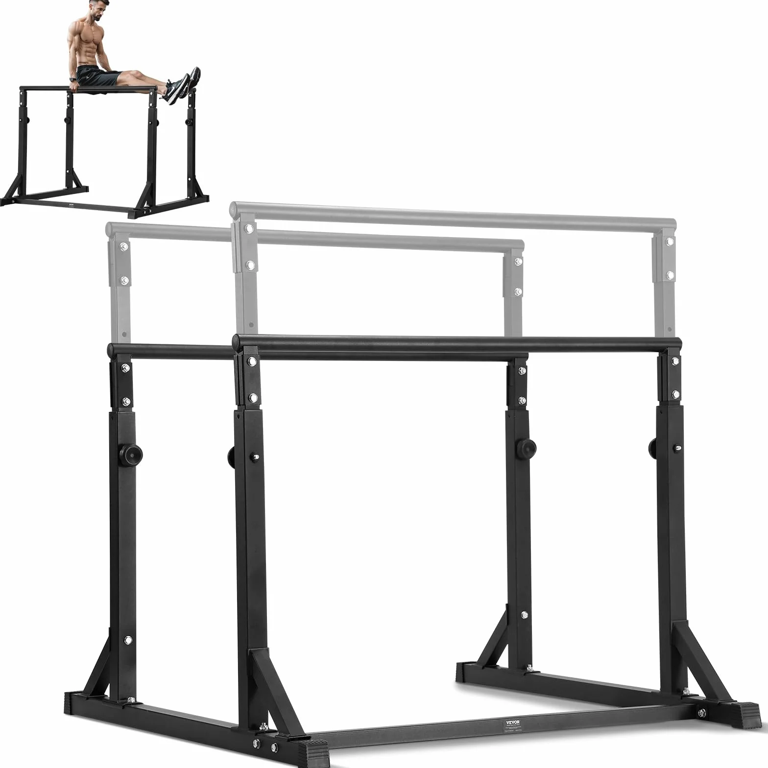 VEVOR Drążek do dipów 362 kg regulowany stabilizator fitness paralletka push-up