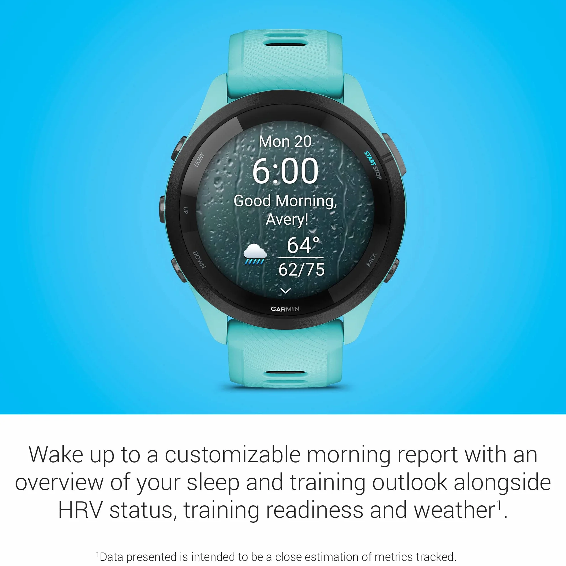 Garmin Forerunner 265 Smartwatch Do Biegania GPS 46mm, AMOLED, HRV Status, Do 13 Dni na Baterii, Aqua