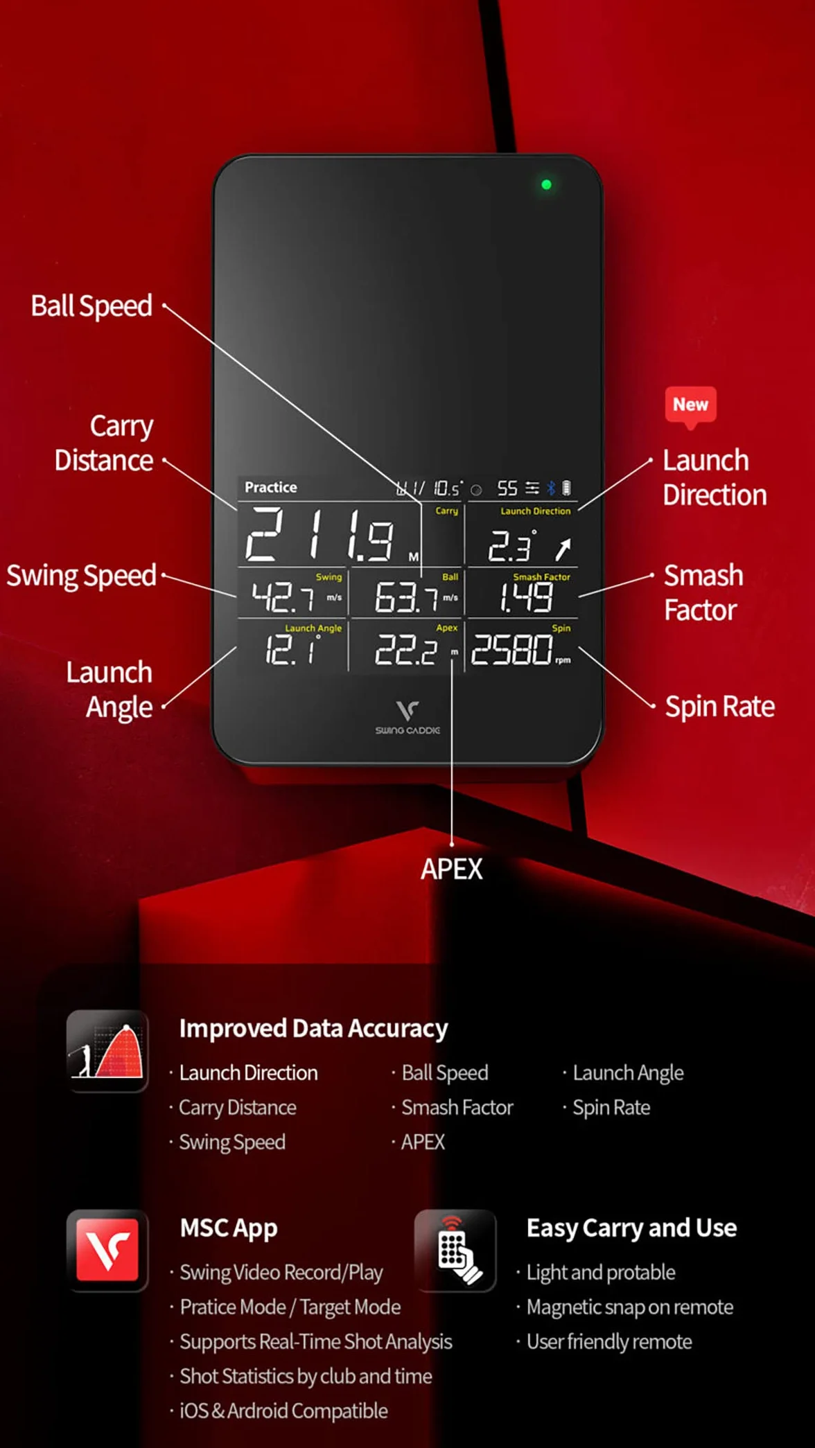 Voice Caddie SWING CADDIE SC4 Simulator Monitor, czarny