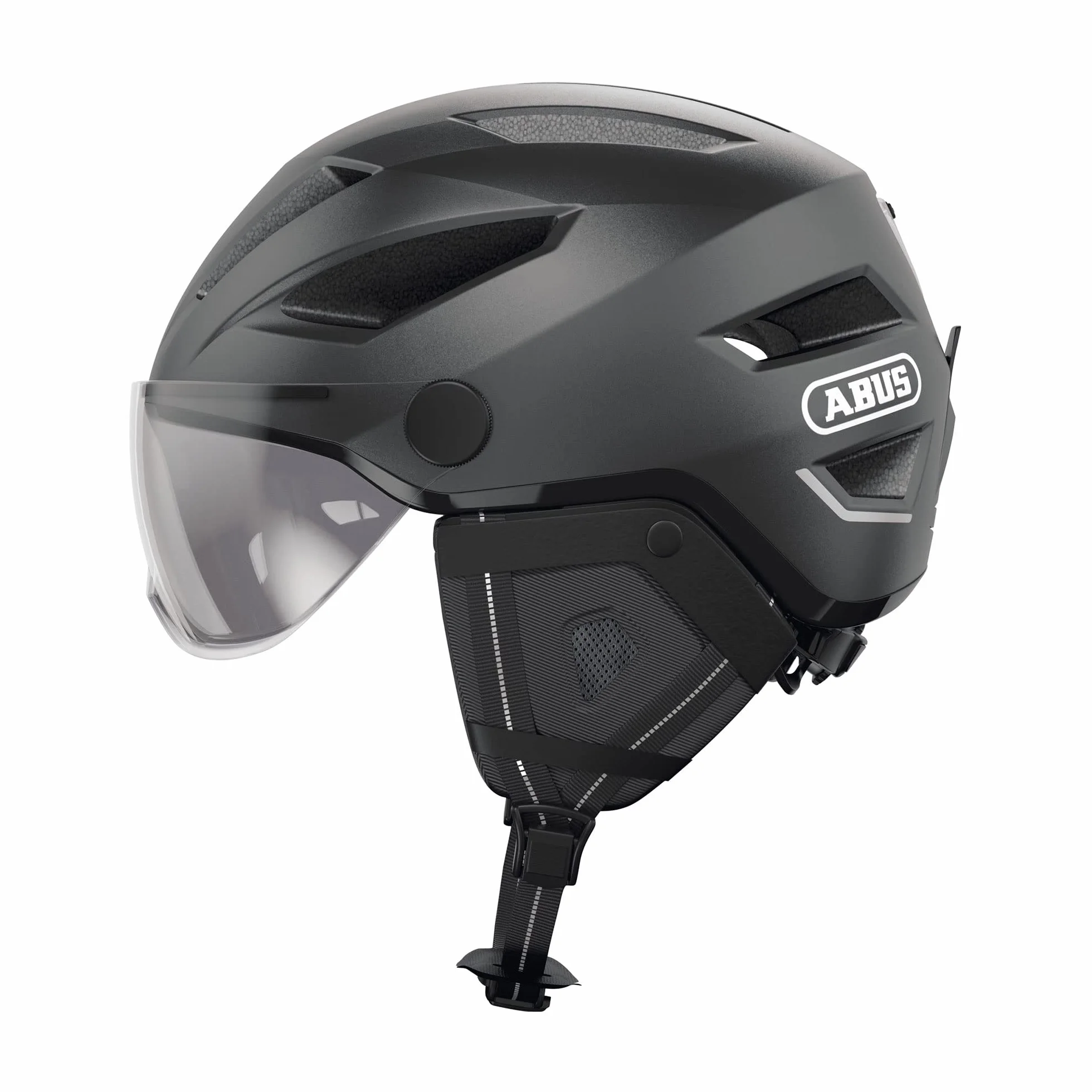 ABUS Pedelec 2.0 ACE Kask Miejski Rowerowy z Tylnym Światłem, Daszkiem, Osłoną Przeciwdeszczową, Ochroną Uszu