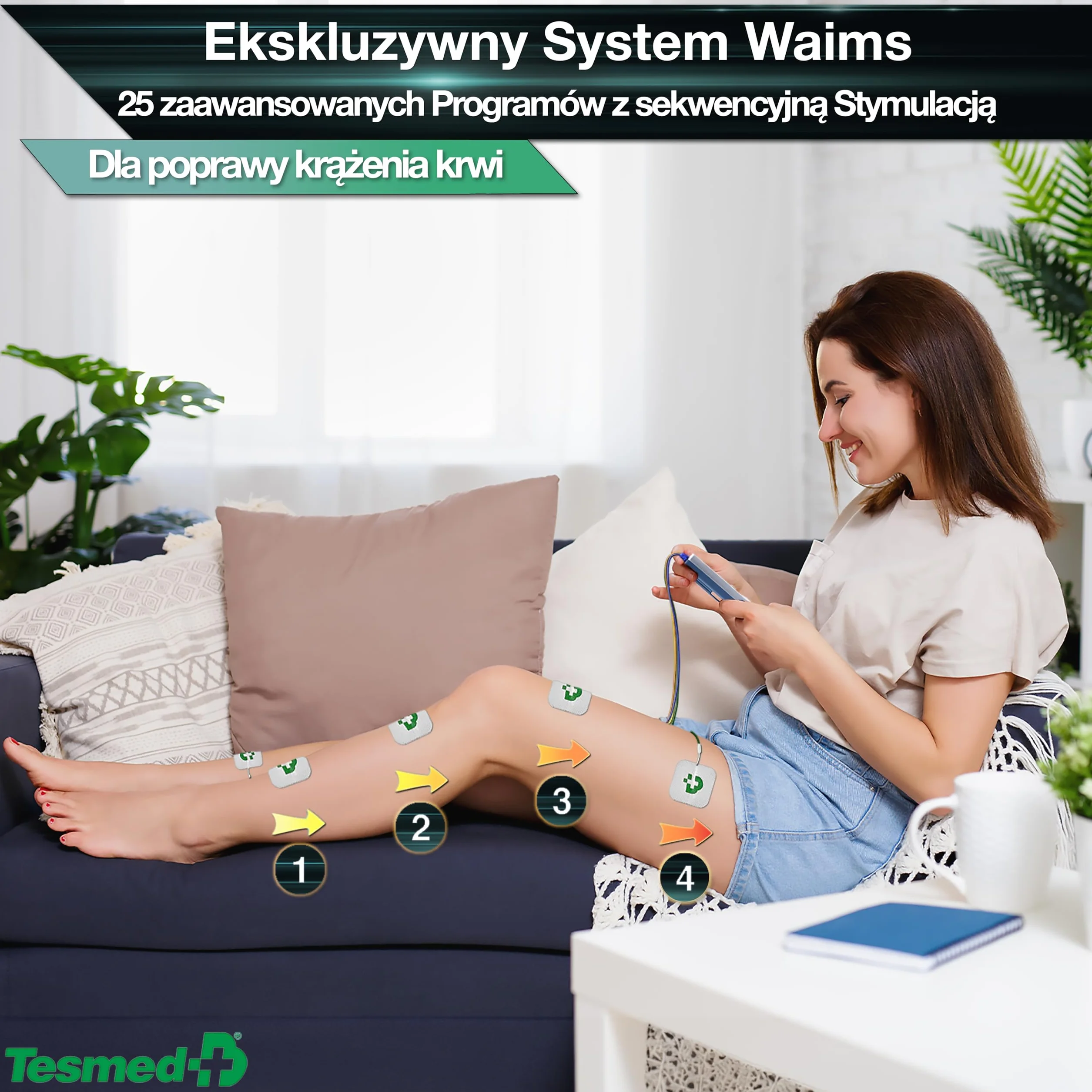 Tesmed MAX 830 elektrostymulator z 20 elektrodami TENS