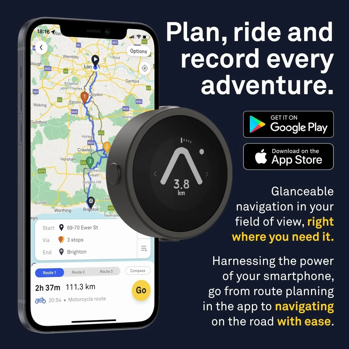 Beeline Moto GPS komputer motocyklowy srebrny planowanie trasy nawigacja satelitarna ładowanie USB