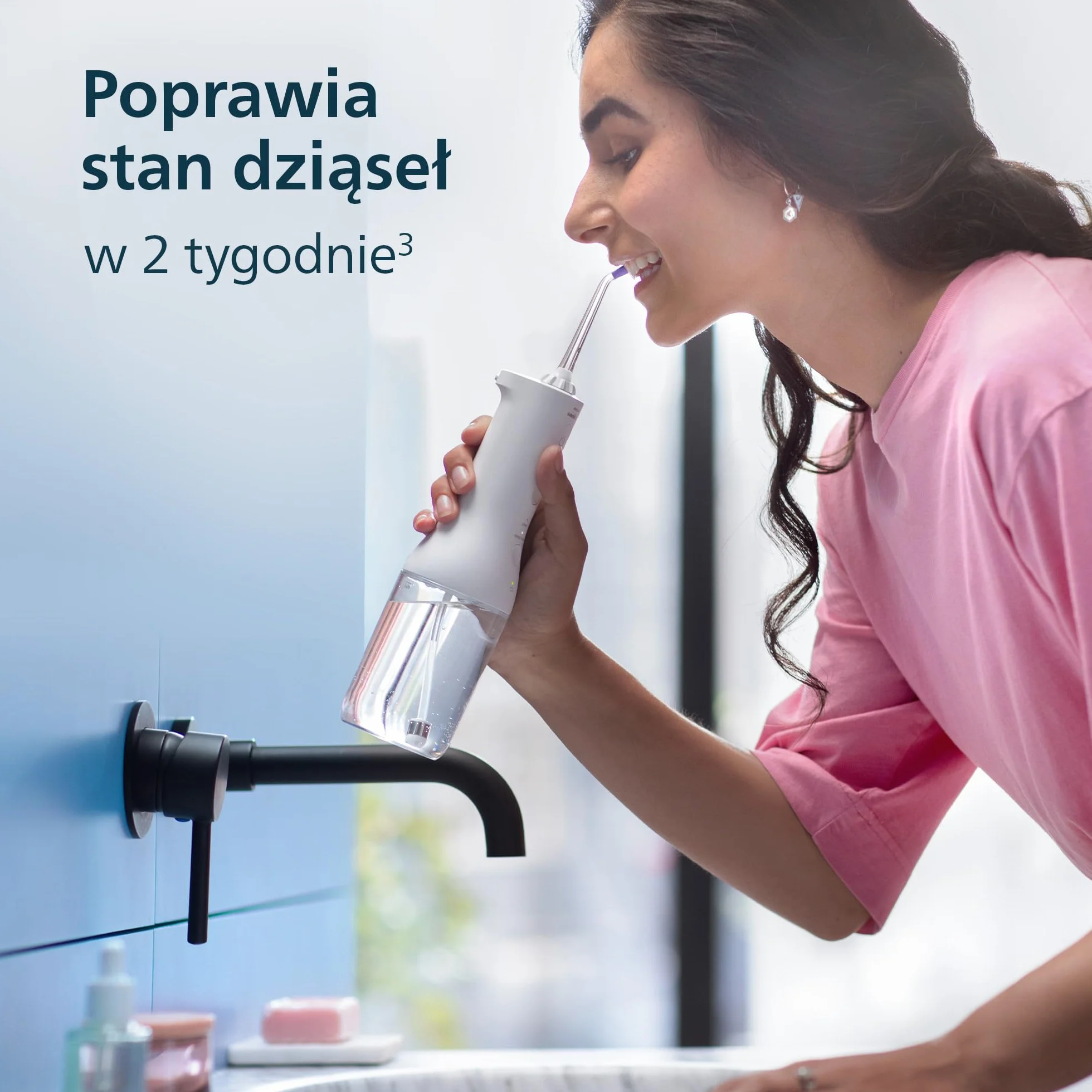 Philips Sonicare Power Flosser 3000 Bezprzewodowy irygator do jamy ustnej, irygator do zębów, dziąseł i higieny jamy ustnej, białym (model HX3826/31)