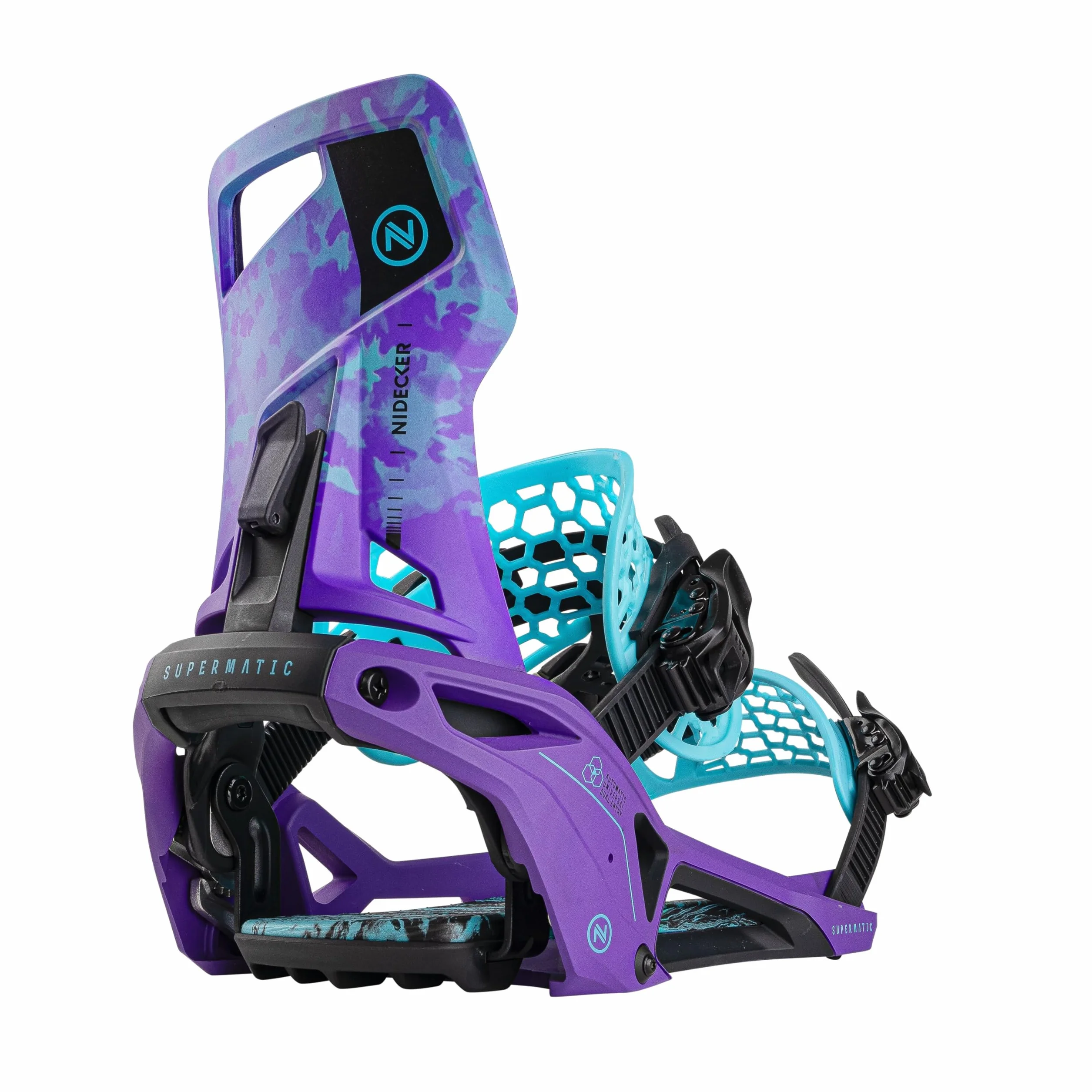 Nidecker Supermatic Snowboard – uniwersalne, podwójnie wtykane automatyczne wiązanie – wygodne i niezawodne jak klasyczne wiązanie z dwoma pasami – Joker Purple