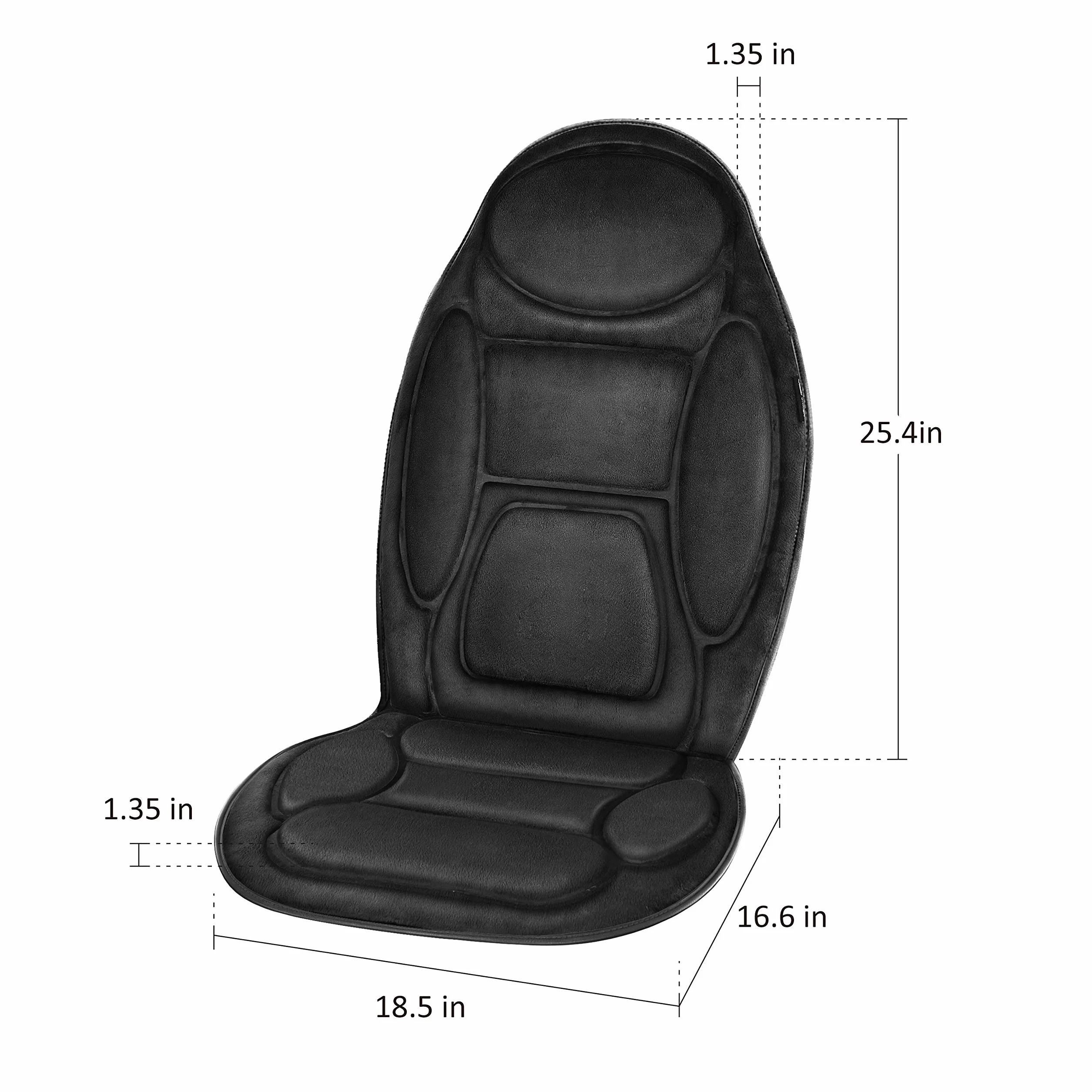 Snailax Poduszka do masażu z pianki memory z ciepłem, nakładka do masażu z masażem wibracyjnym pleców, kark, masażer pleców do domu, biura, poduszka do siedzenia, prezent dla mężczyzn/kobiet, czarna