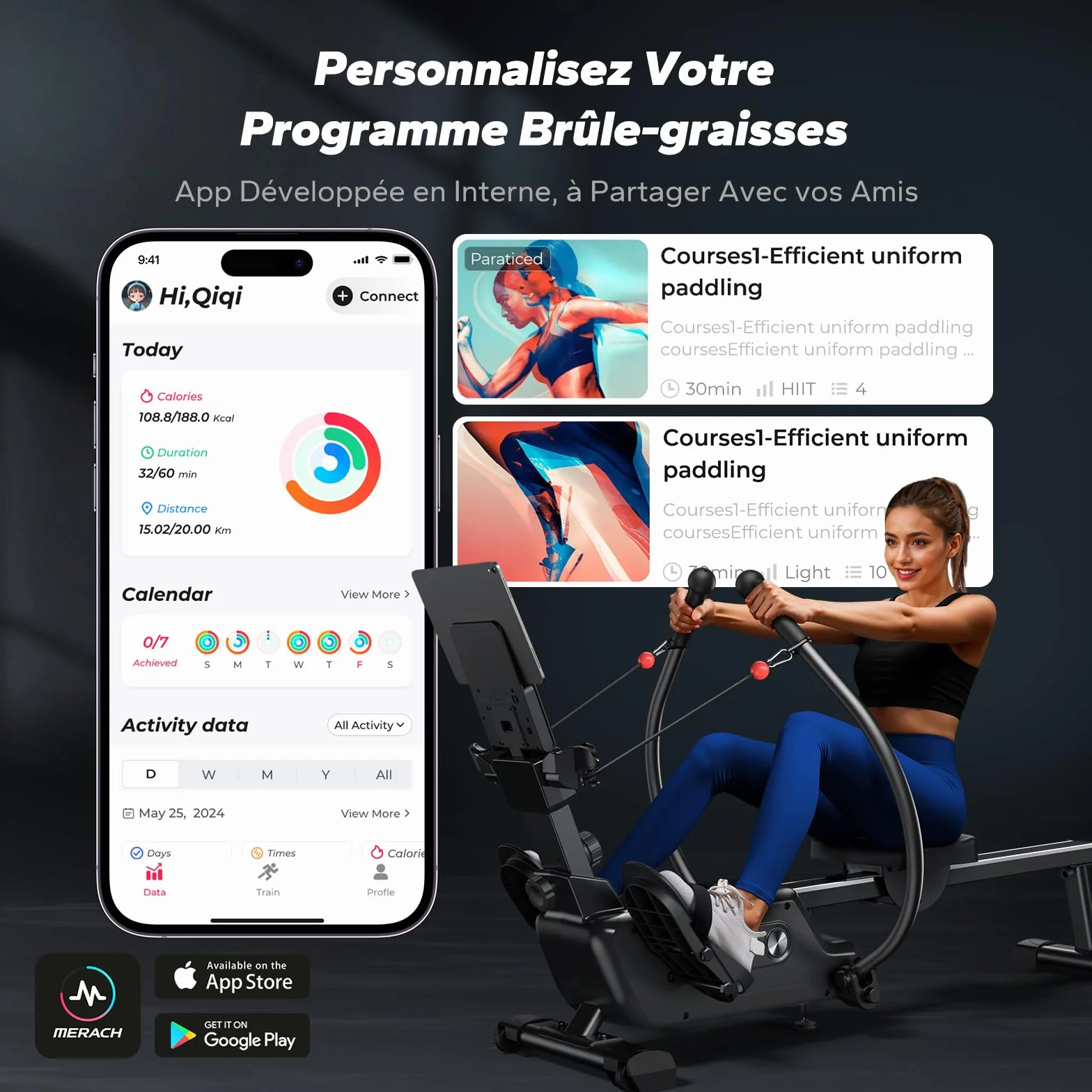 MERACH Máquina de Remo para casa con Exclusiva Tarjeta interactiva y Juegos, Aspecto Similar al tiburón, Experiencia de Remo intensa, Ahorra Espacio, Adecuada para Entrenamiento de Cuerpo Entero