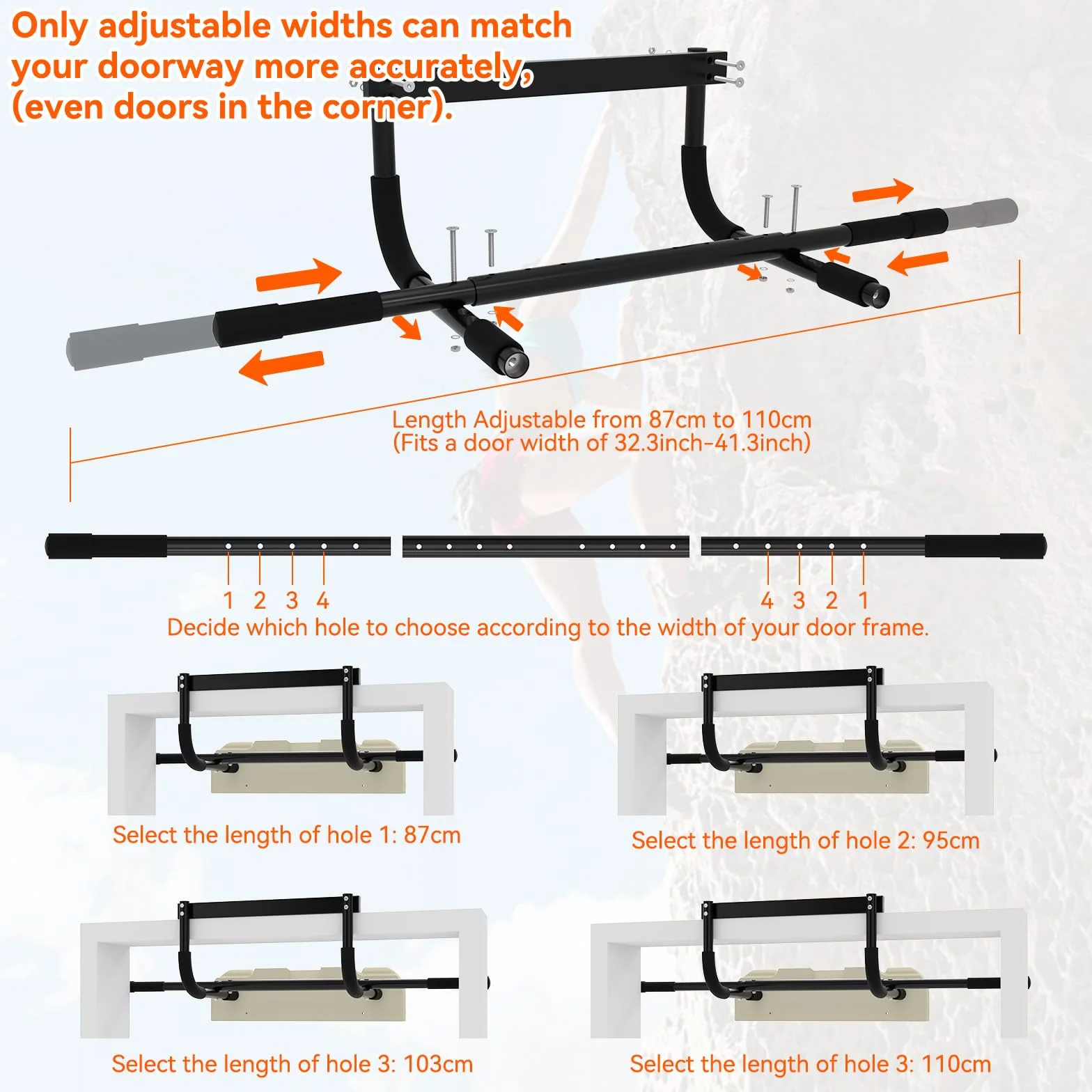 Hangboard do wspinaczki skałkowej z drążkiem do podciągania 10-21 cm